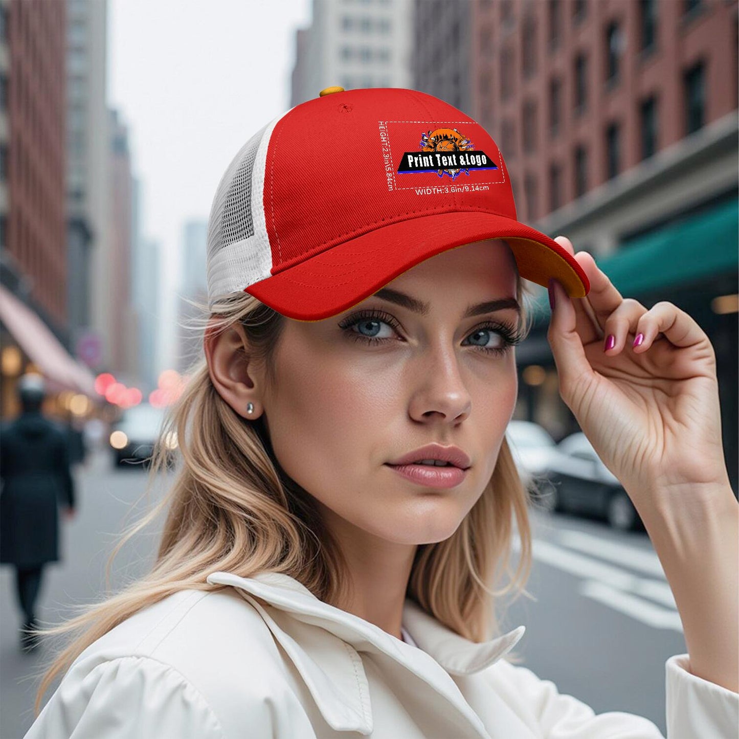 Custom Red Yellow Two-Tone White Mesh Snapback Cap Unisex Sporty Casual Hats