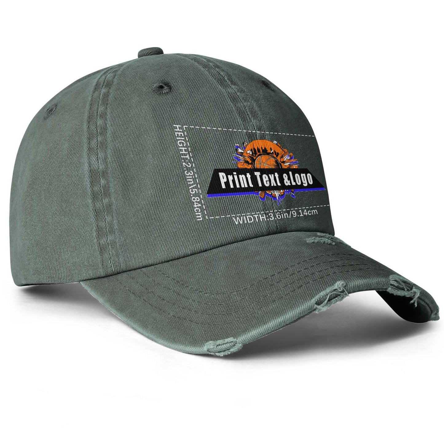 Custom Distressed & Washed Denim Baseball Cap – Unisex Streetwear Style