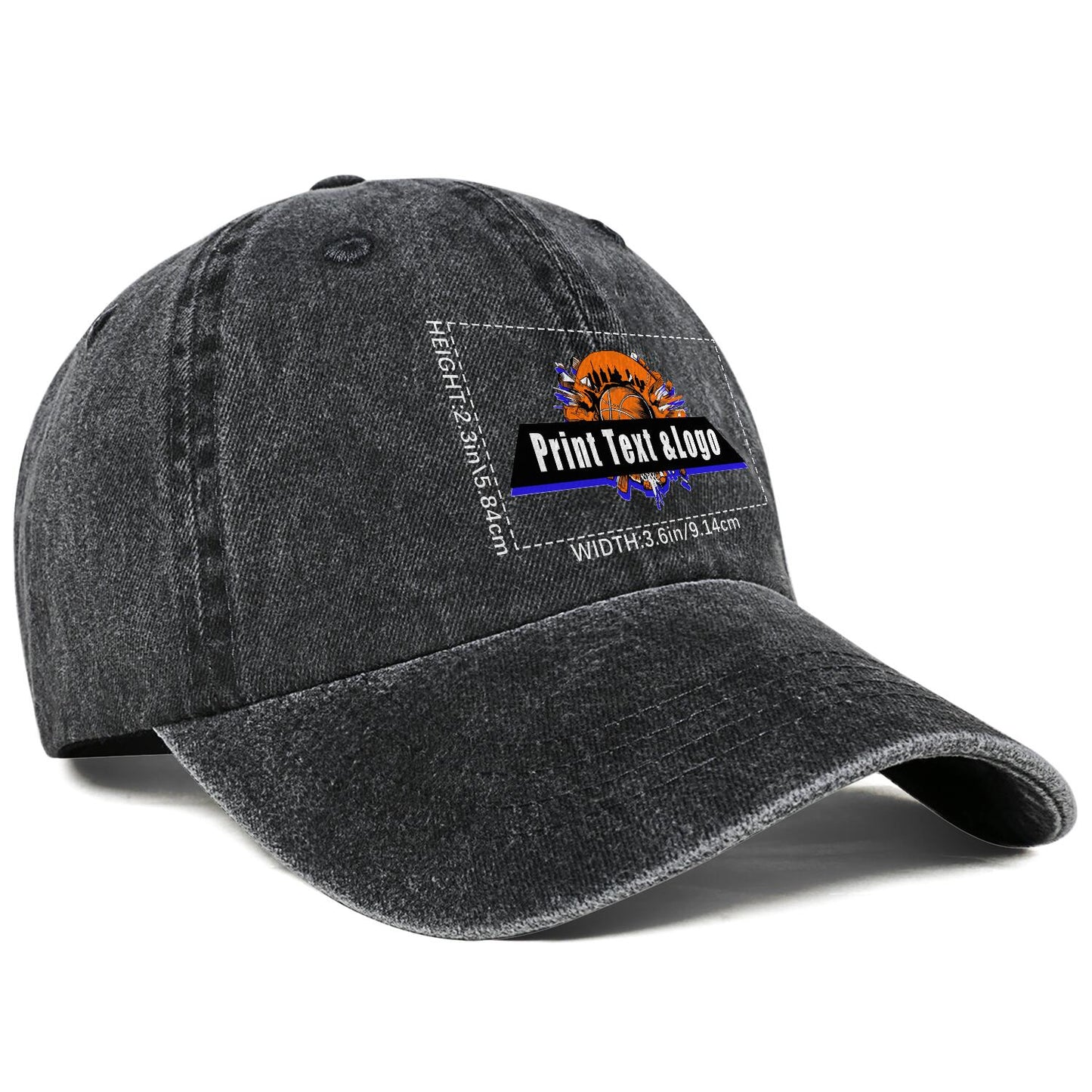 Customized Black Logo Washed Cowboy Ponytail Cap Metal Snapback Men's and Women's Breathable Baseball Caps