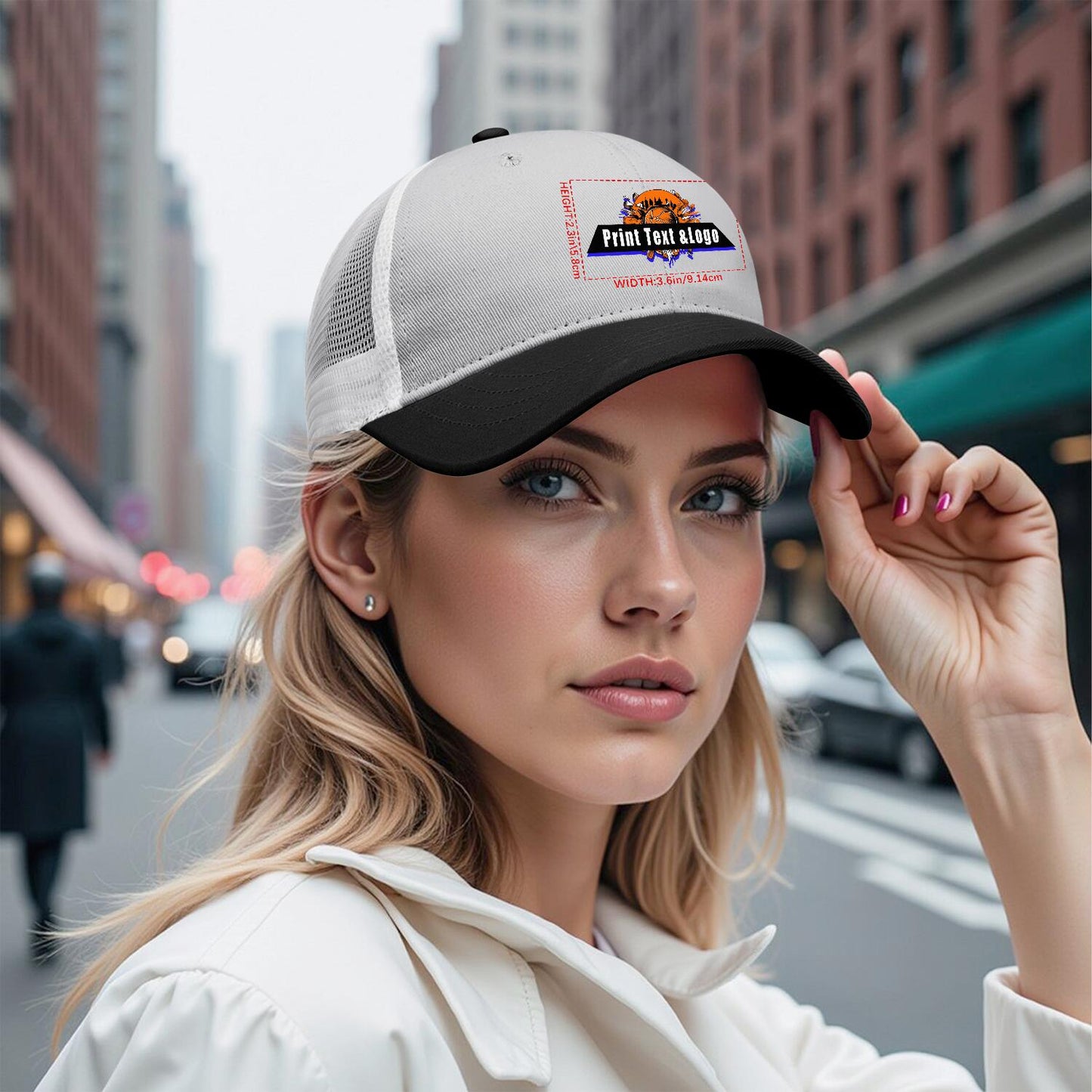 Custom Grey Black Color-Block Snapback Cap with White Mesh Logo Printing Hats