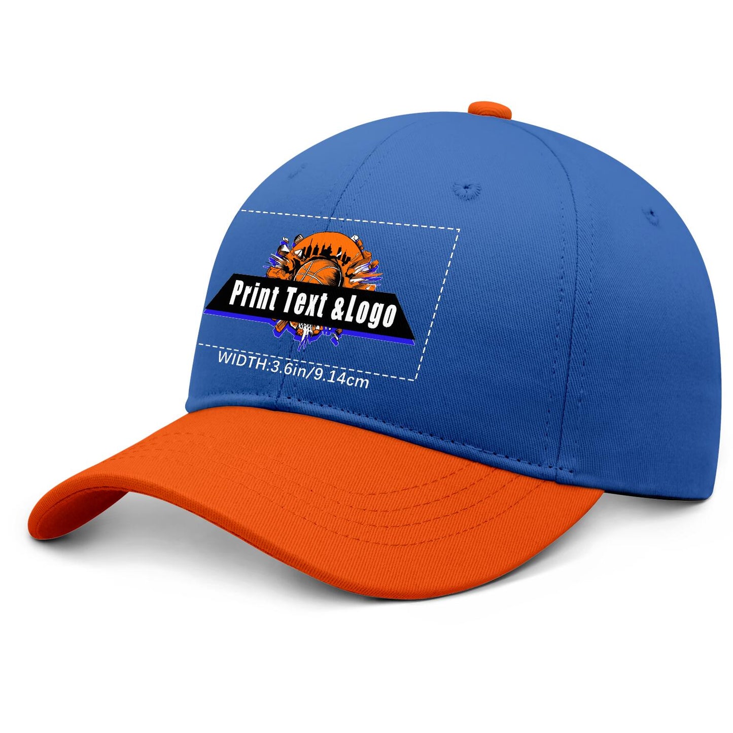 New Custom Aquamarine Orange Duckbill Cap Design Available with Heat Transfer Printing in Multiple Colors