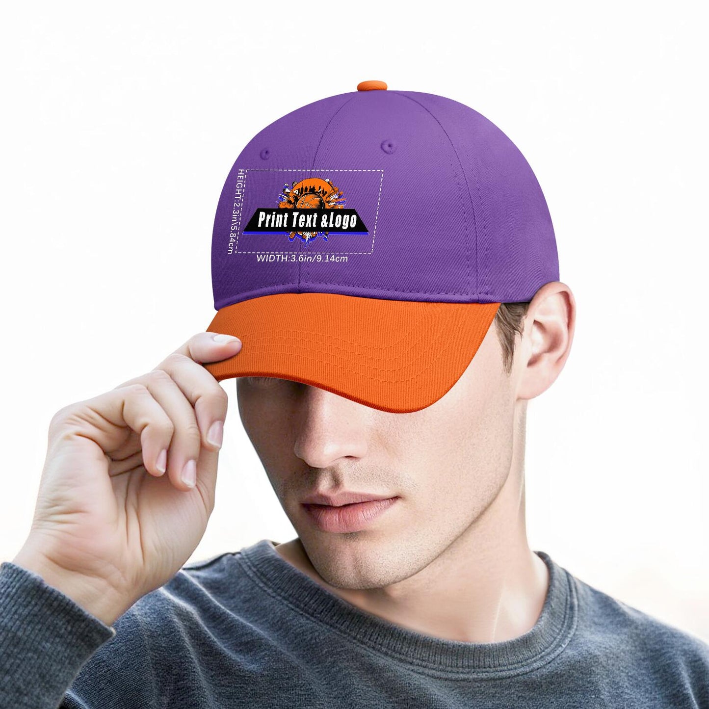 New Custom Purple Orange Duckbill Cap Design Available with Heat Transfer Printing in Multiple Colors