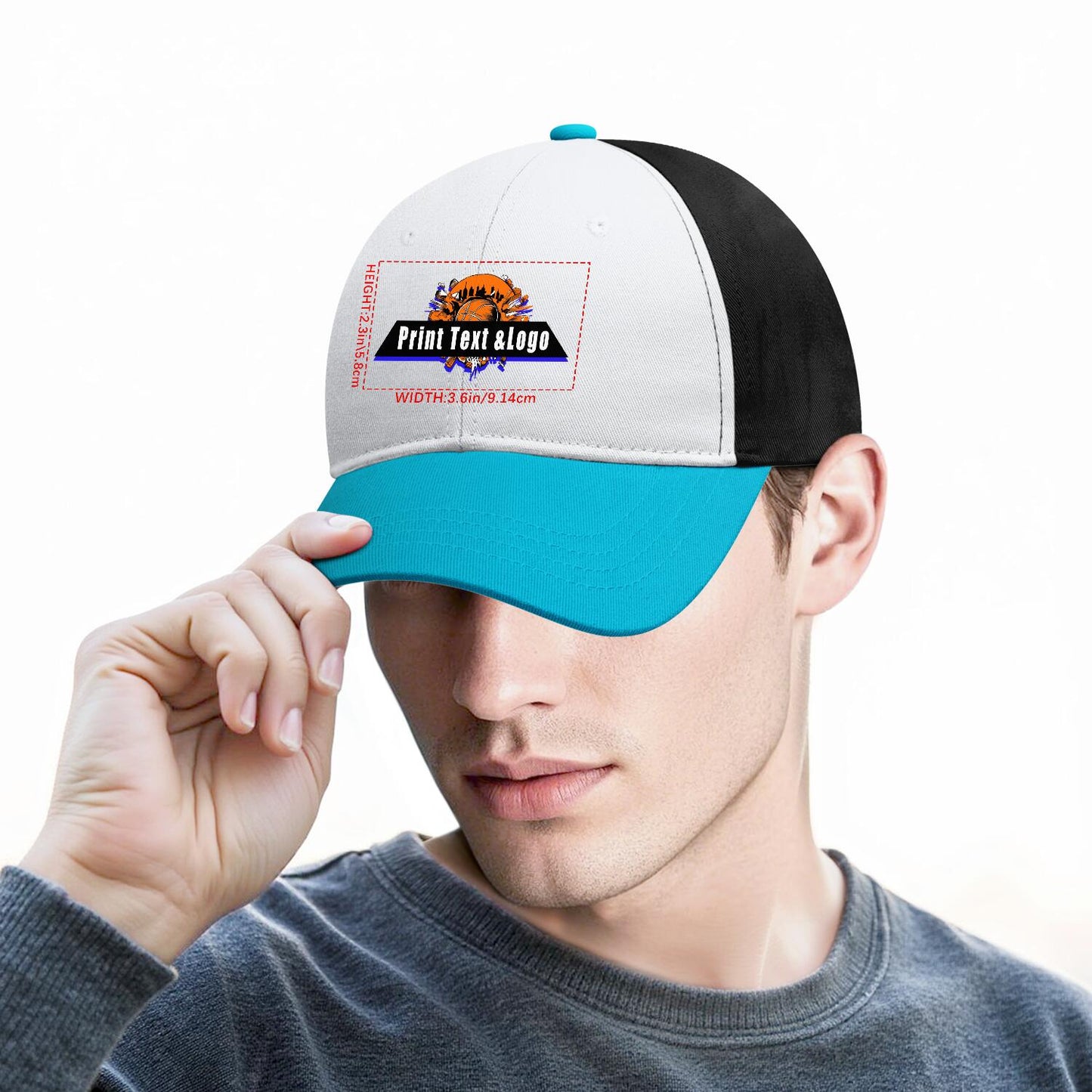 New Custom Bitonal Aquamarine Duckbill Cap Design Available with Heat Transfer Printing in Multiple Colors