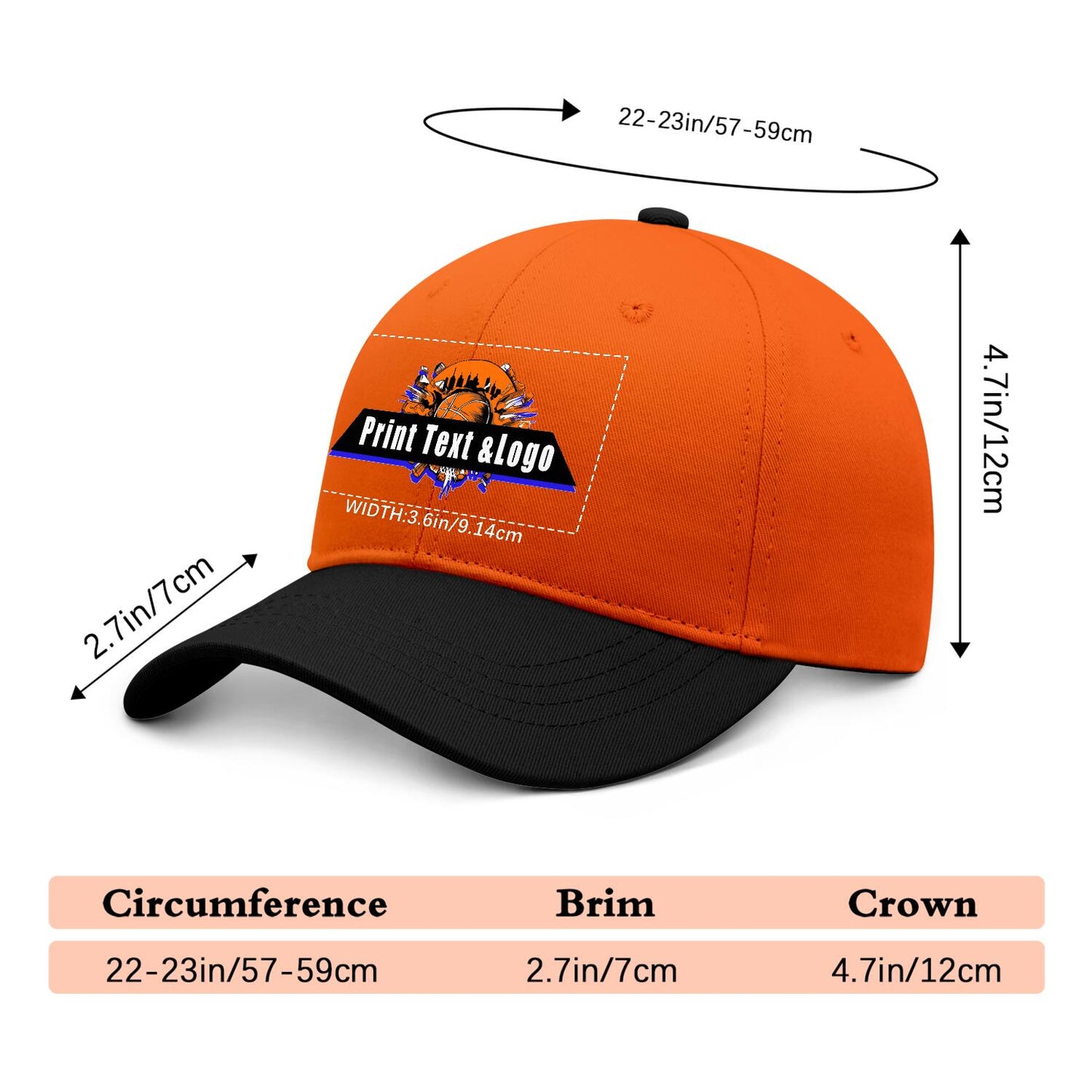 New Custom Orange Black Duckbill Cap Design Available with Heat Transfer Printing in Multiple Colors