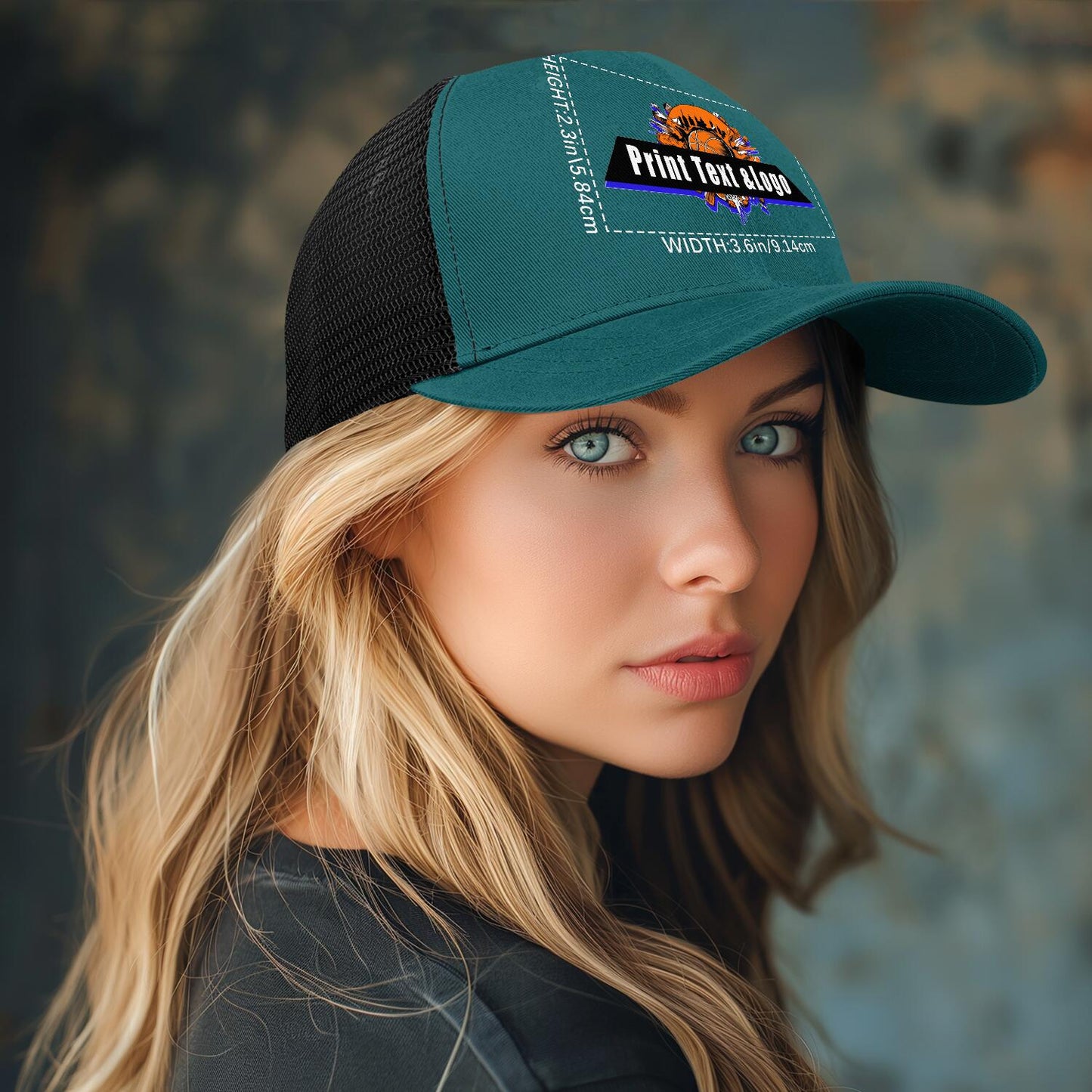 Custom Blue-Green Sports Duckbill Mesh Cap - Unleash Your Athletic Style with Personal Touch