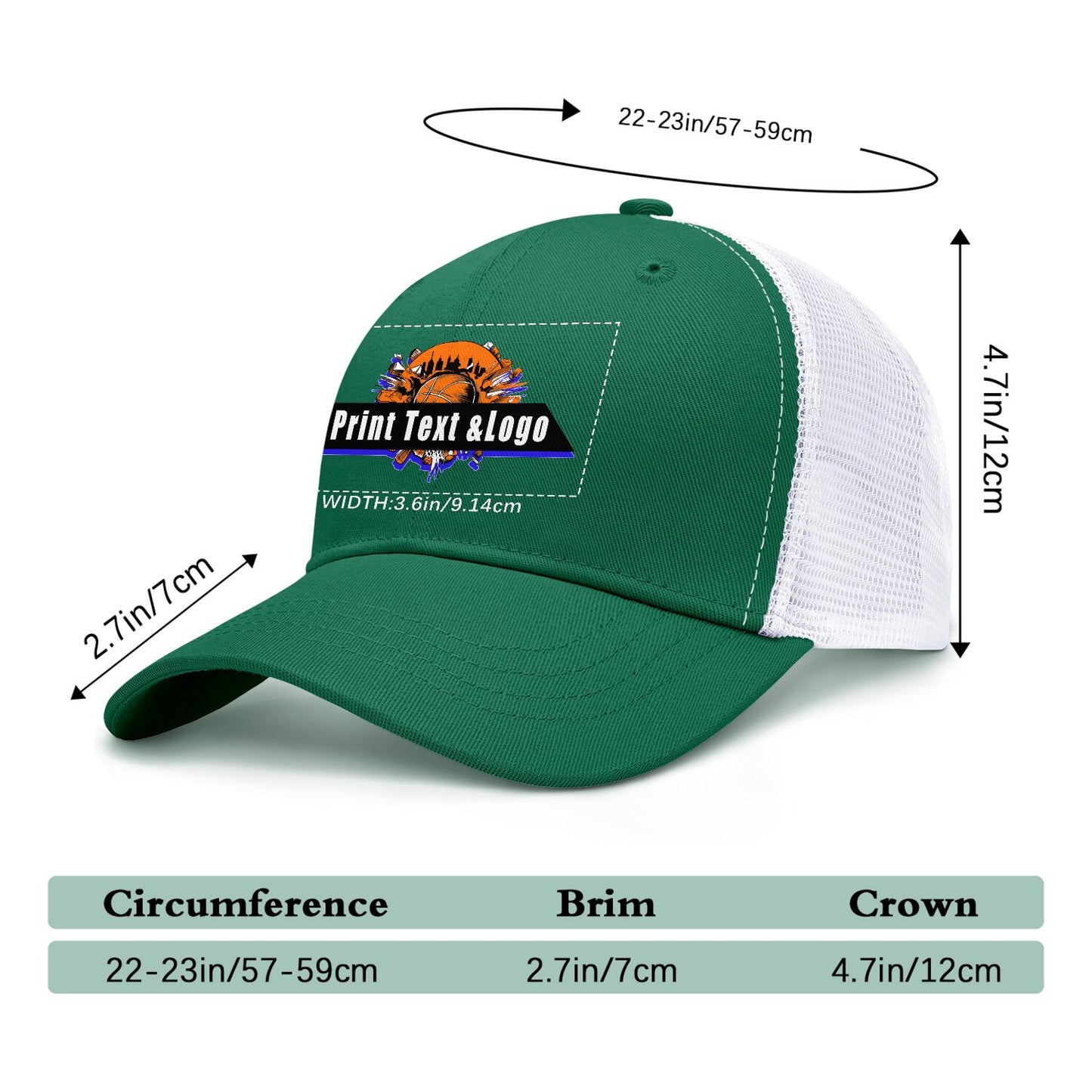 Custom Dark-Green Sports Duckbill Mesh Cap - Unleash Your Athletic Style with Personal Touch