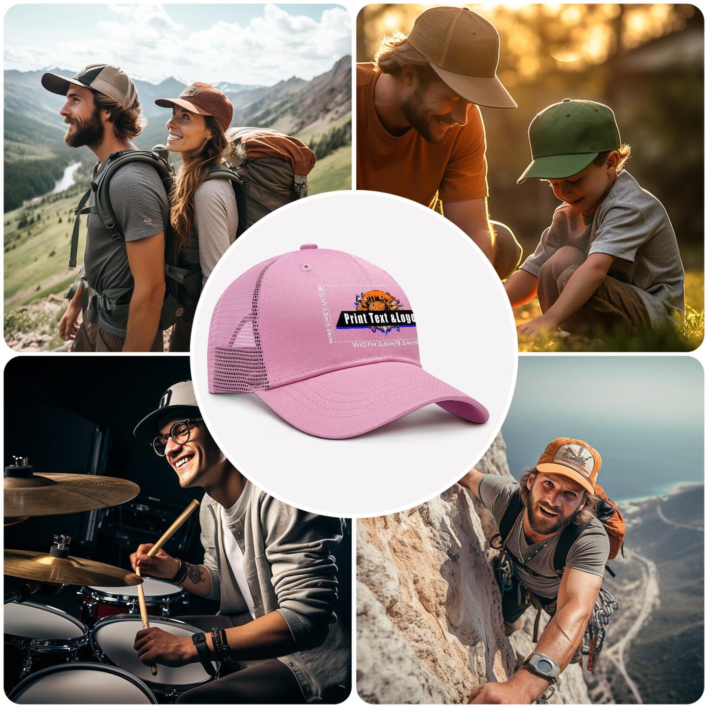 Custom Pink Sports Duckbill Mesh Cap - Unleash Your Athletic Style with Personal Touch