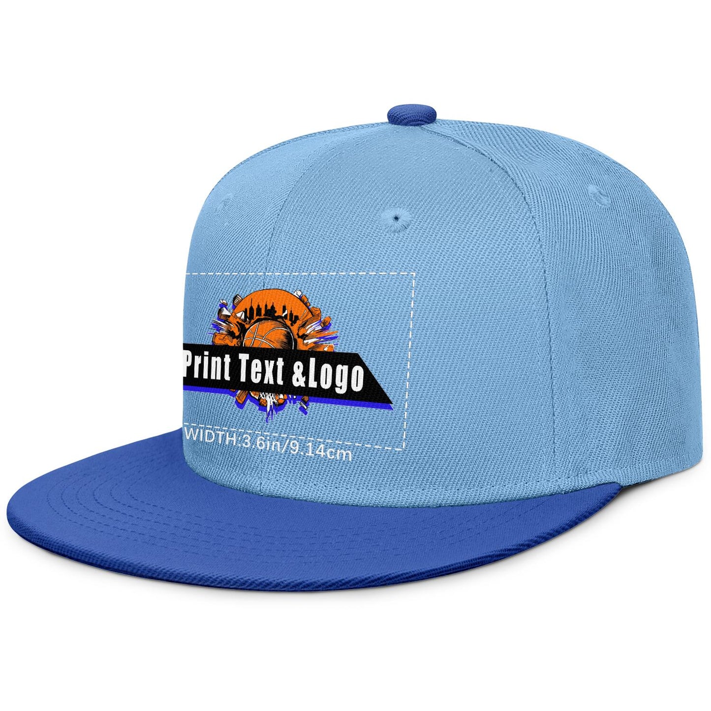 Custom Iceberg-Blue Sports Snapback Hats Performance Flat Brim Caps for Athletes Training
