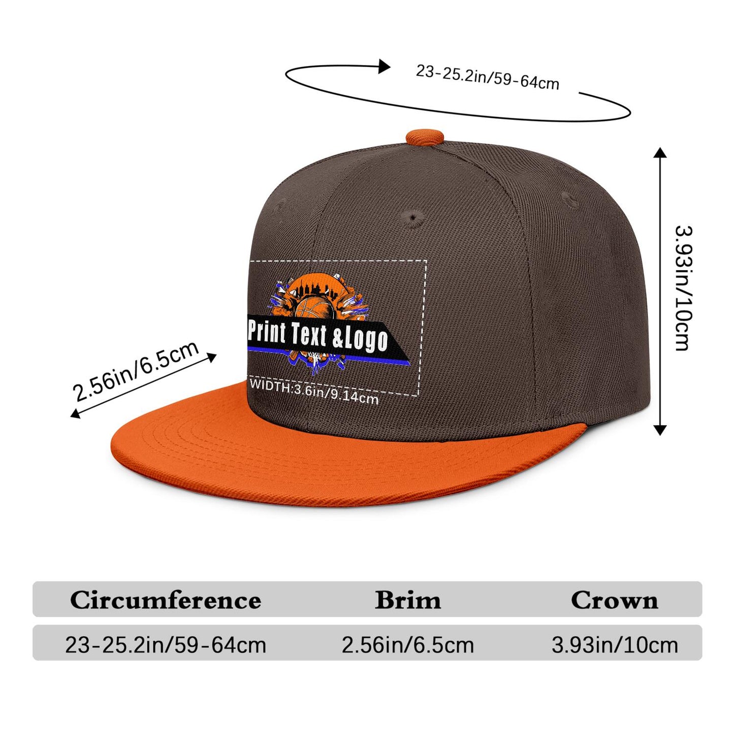 Custom Brown-Orange Sports Snapback Hats Performance Flat Brim Caps for Athletes Training