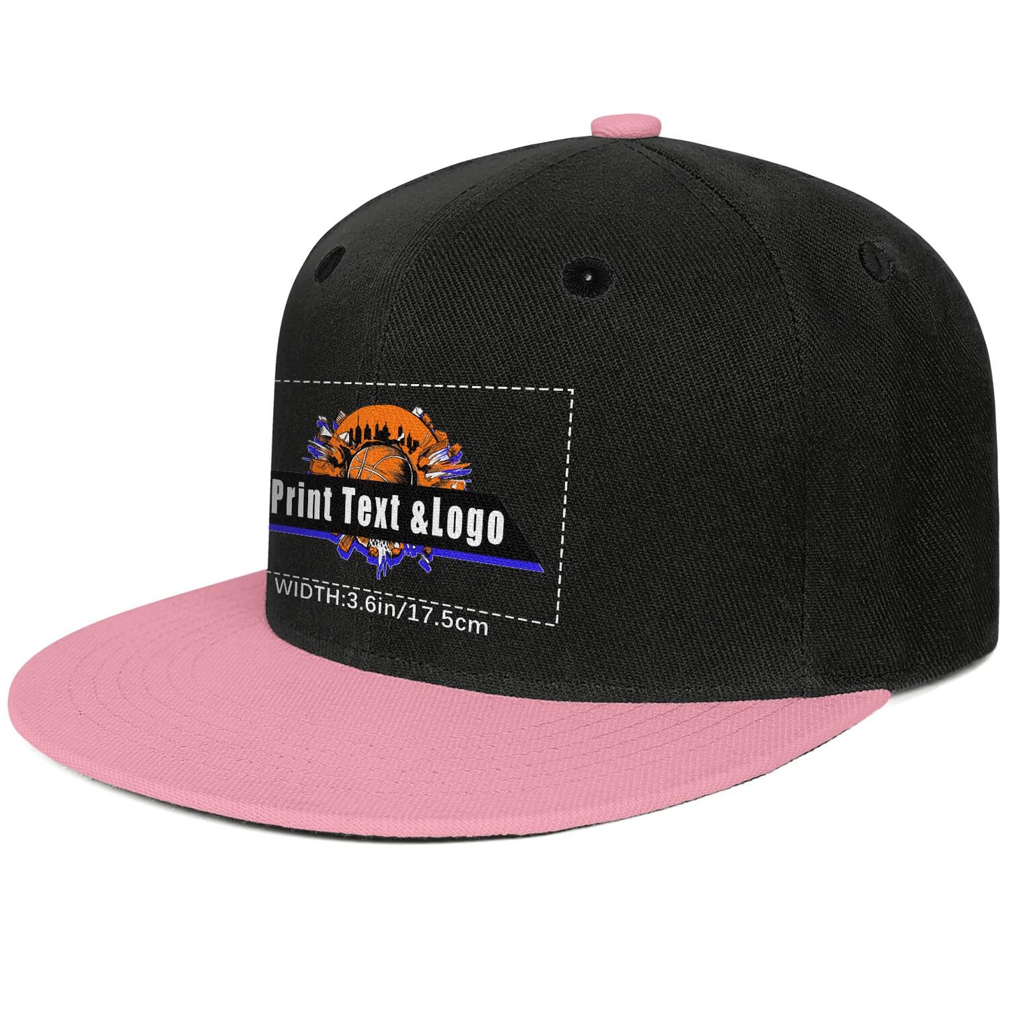 Custom Pink Top Contrast Flat Brim Cap Personalize Your Style