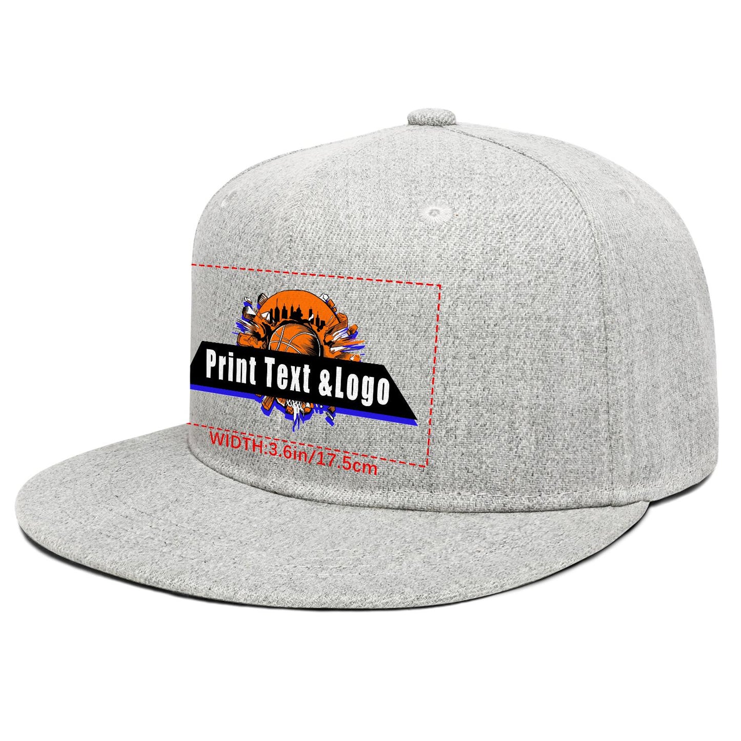Custom Grey Sports Snapback Hats Performance Flat Brim Caps for Athletes Training