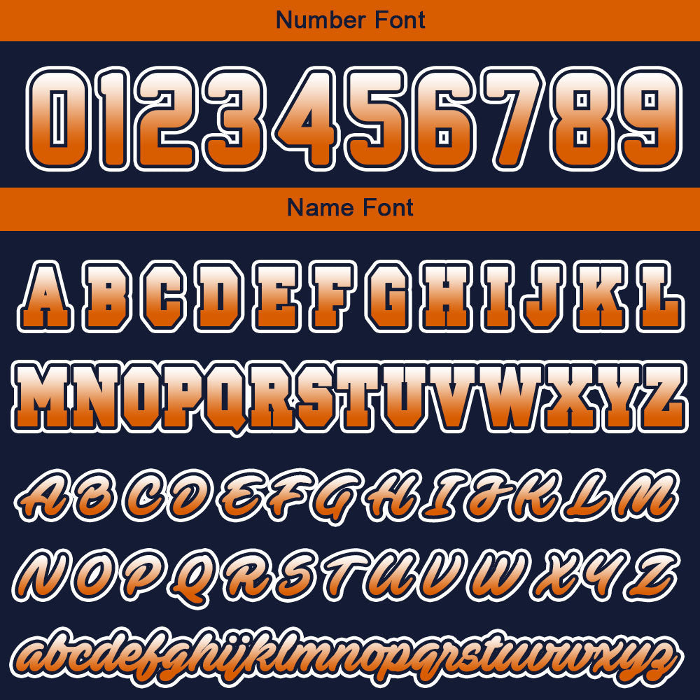 Custom Navy Orange Hoodie Personalized Mens Pullover Hoodie Printed Team Name Number Logo for Women