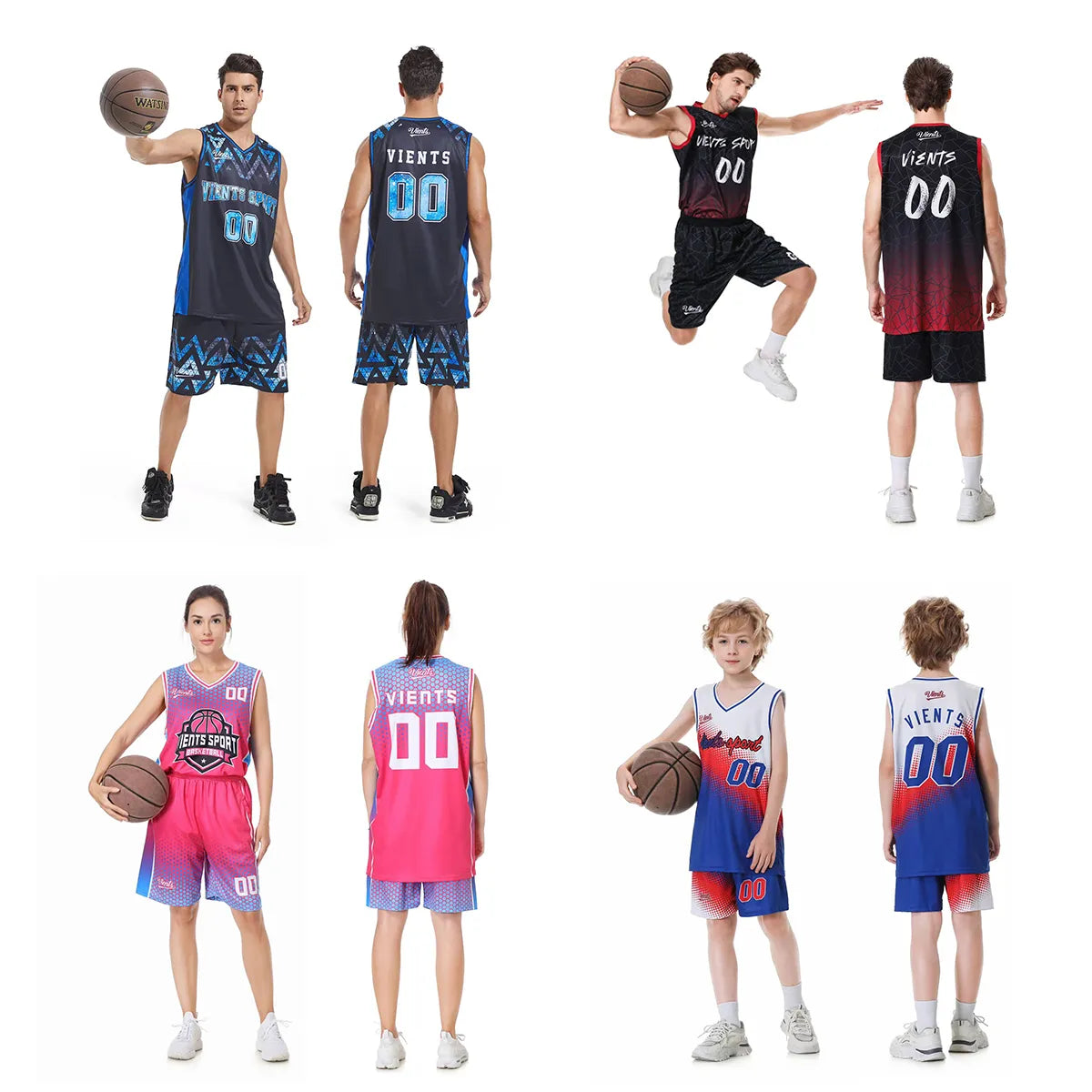 Custom Gradient Royal Reversible Basketball Suit for Adults and Kids Personalized Jersey