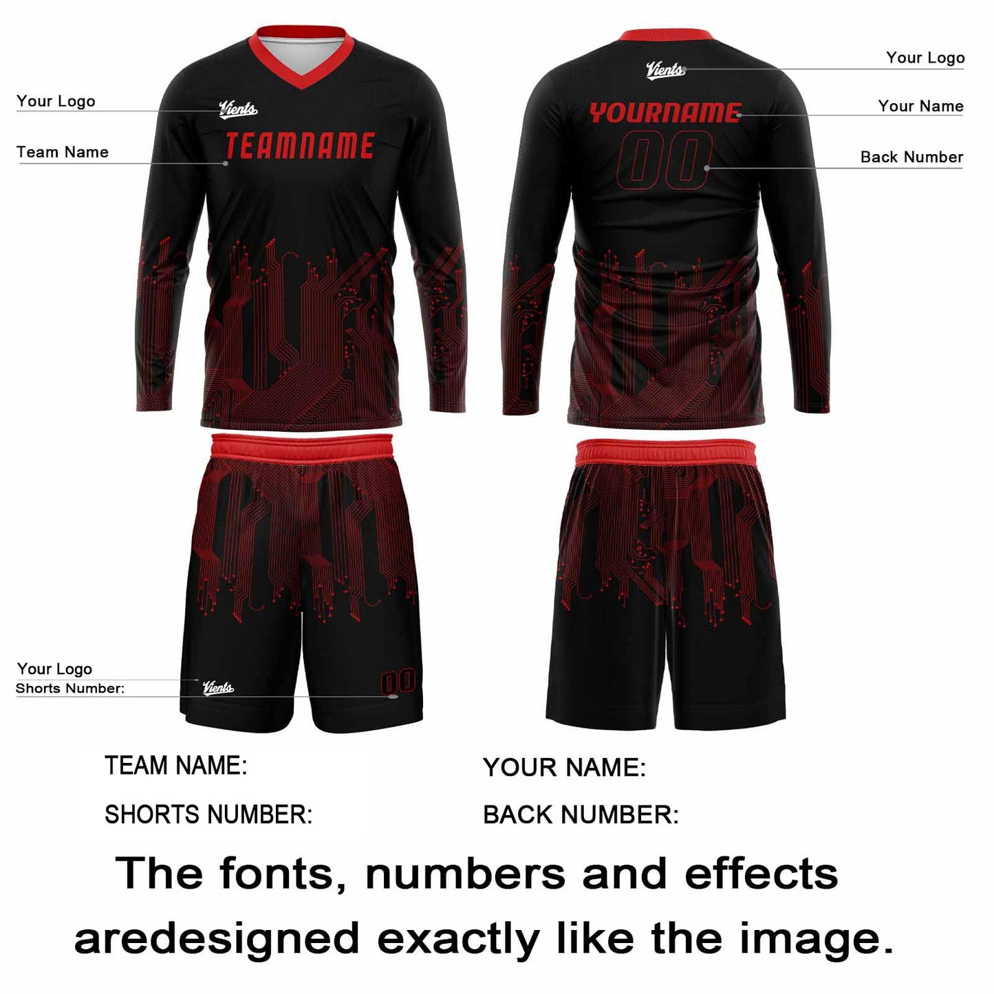Custom Black Red Basketball Soccer Football Shooting Long T-Shirt for Adults and Kids