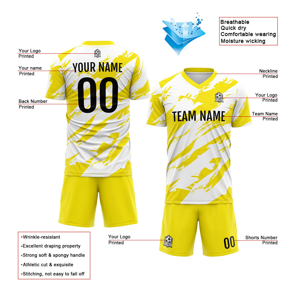 Custom Soccer Uniform Jersey Kids Adults Personalized Set Jersey Worn&Yellow&white