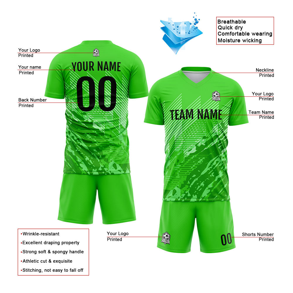 Custom Soccer Uniform Jersey Kids Adults Personalized Set Jersey Green