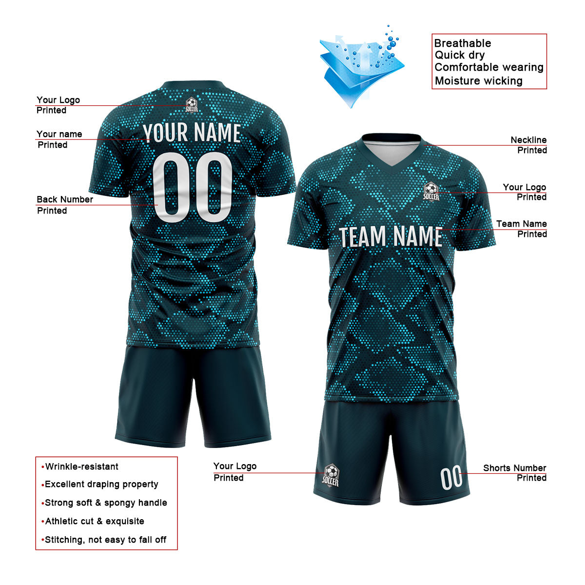 Custom Dark Green Uniform Jersey Kids Adults Personalized Set Jersey Shirt