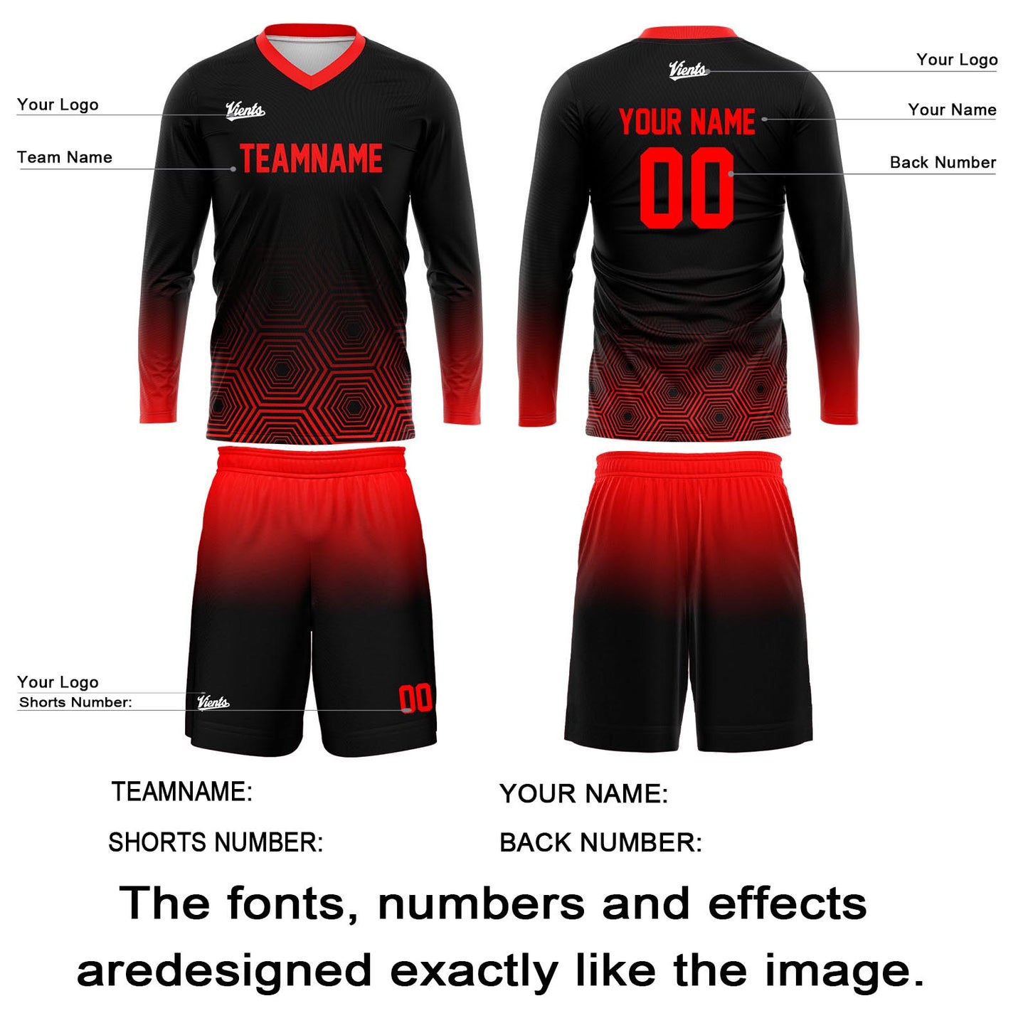 Custom Black Red Basketball Soccer Football Shooting Long T-Shirt for Adults and Kids