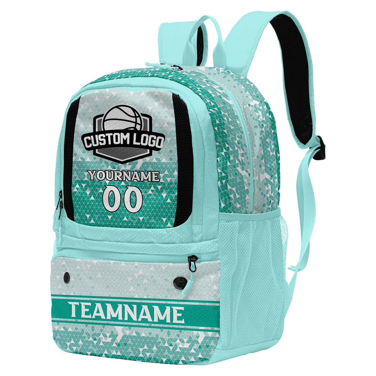 Custom Blue Green Basketball Soccer Backpack Personalized Player Names - Numbers & Team Logo #150-BP-0914-0009