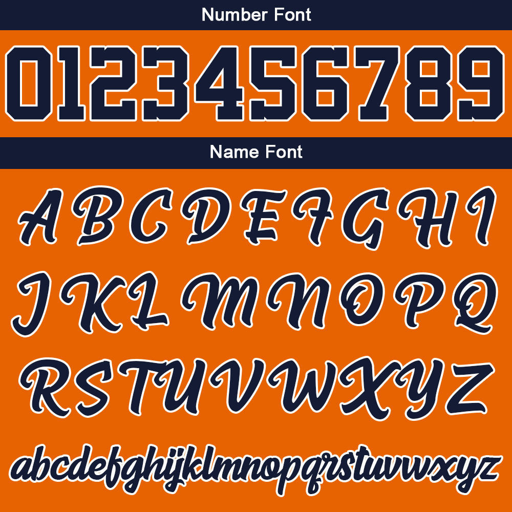 Custom Navy Orange Hoodie Personalized Mens Pullover Hoodie Printed Team Name Number Logo for Women