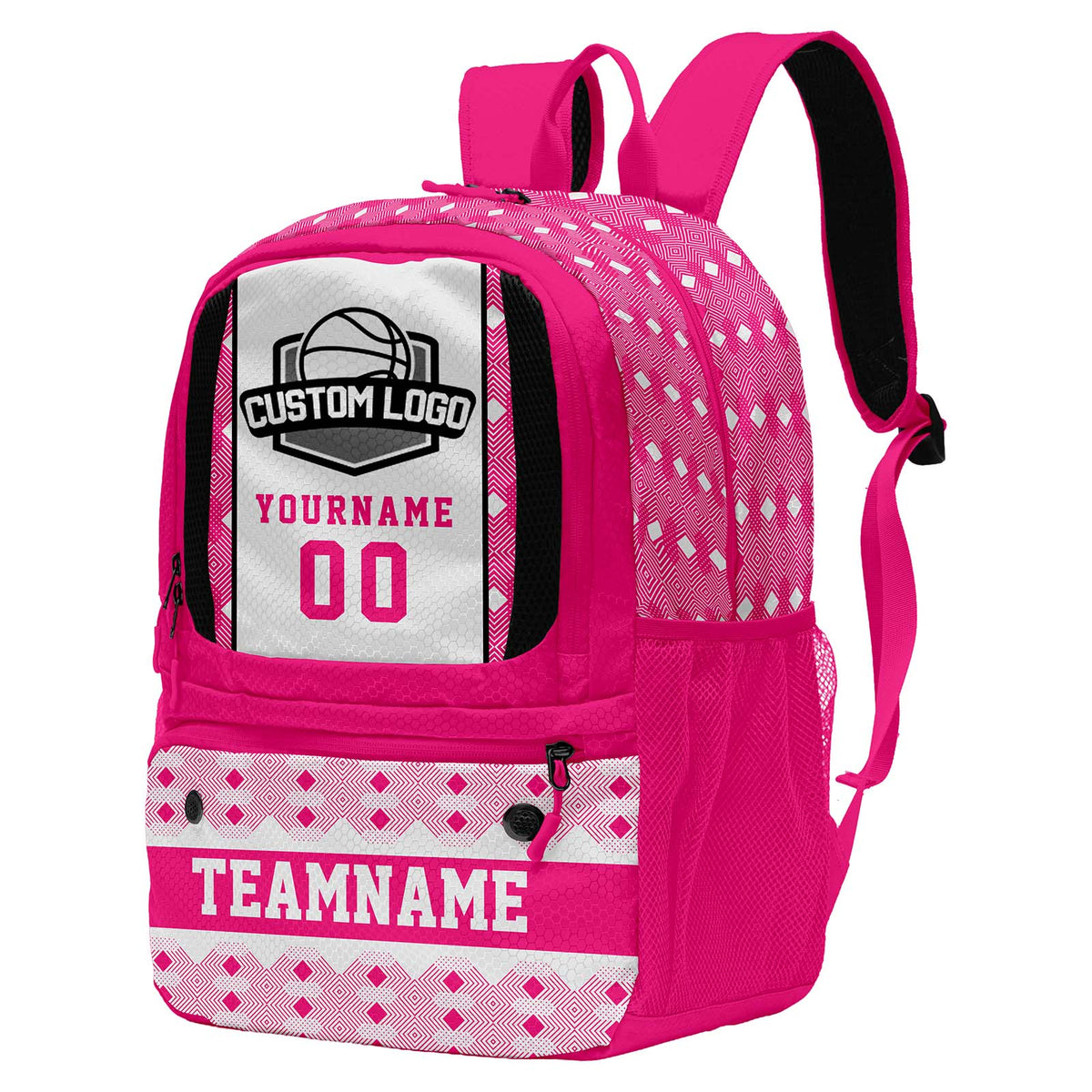 Custom Pink Basketball Soccer Backpack Personalized Player Names - Numbers & Team Logo #150-BP-0914-0015