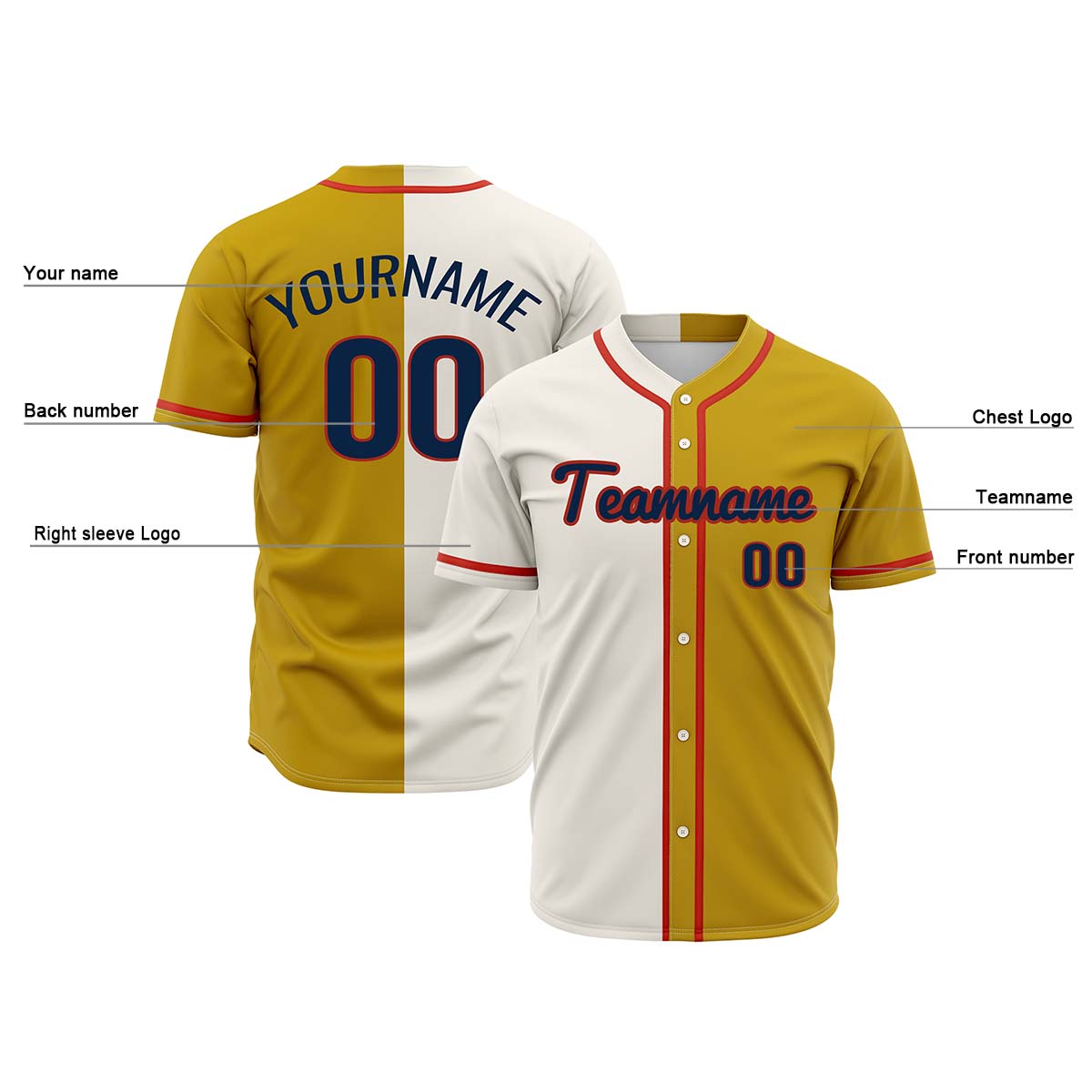 Custom Off White Yellow Hip Hop Baseball Jersey Stitched Printed - Personalized Name Number Shirts #BB-0919-0074