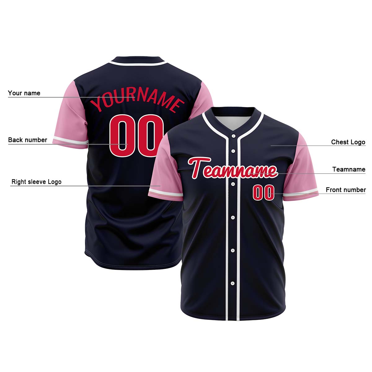 Custom Dark Blue Black Hip Hop Baseball Jersey Stitched Printed - Personalized Name Number Shirts #BB-0919-0046