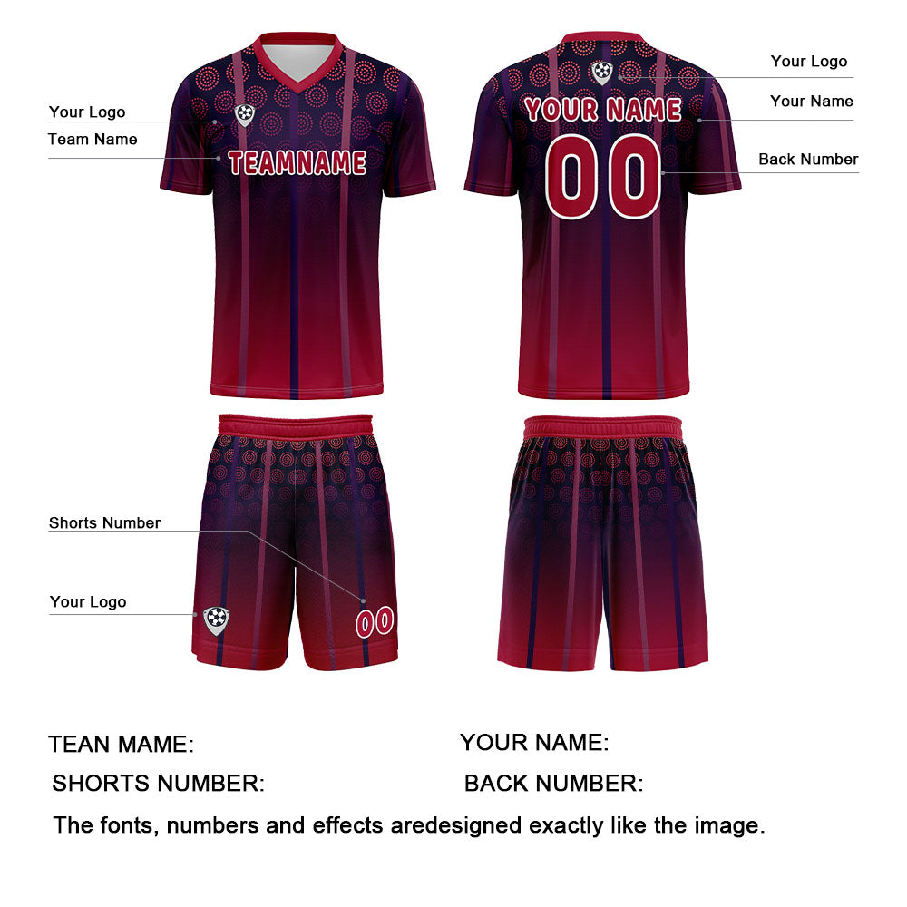 Custom Red Purple Uniform Jersey Kids Adults Personalized Set Jersey Shirt