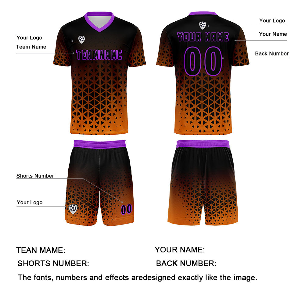 Custom Orange Purple Uniform Jersey Kids Adults Personalized Set Jersey Shirt