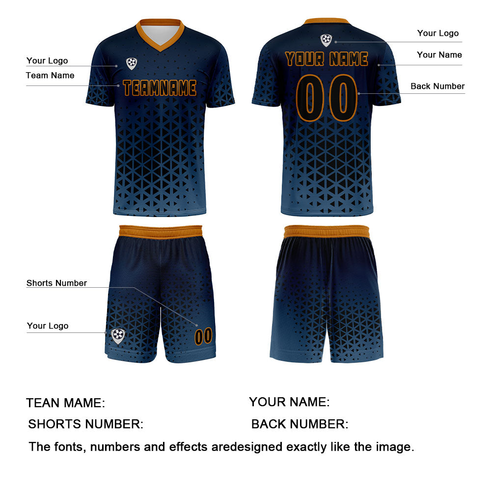 Custom Blue Orange Uniform Jersey Kids Adults Personalized Set Jersey Shirt