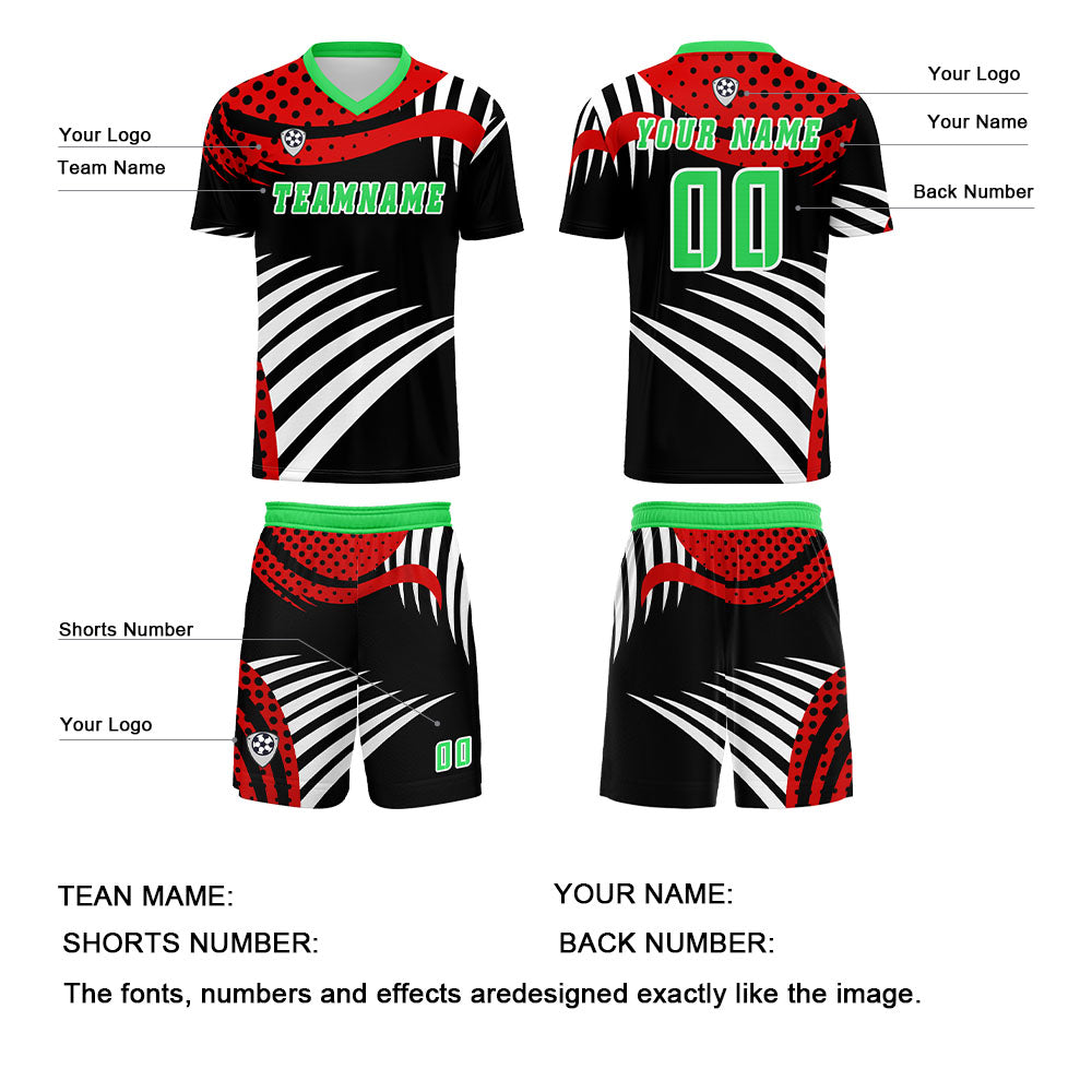 Custom Red Green Uniform Jersey Kids Adults Personalized Set Jersey Shirt