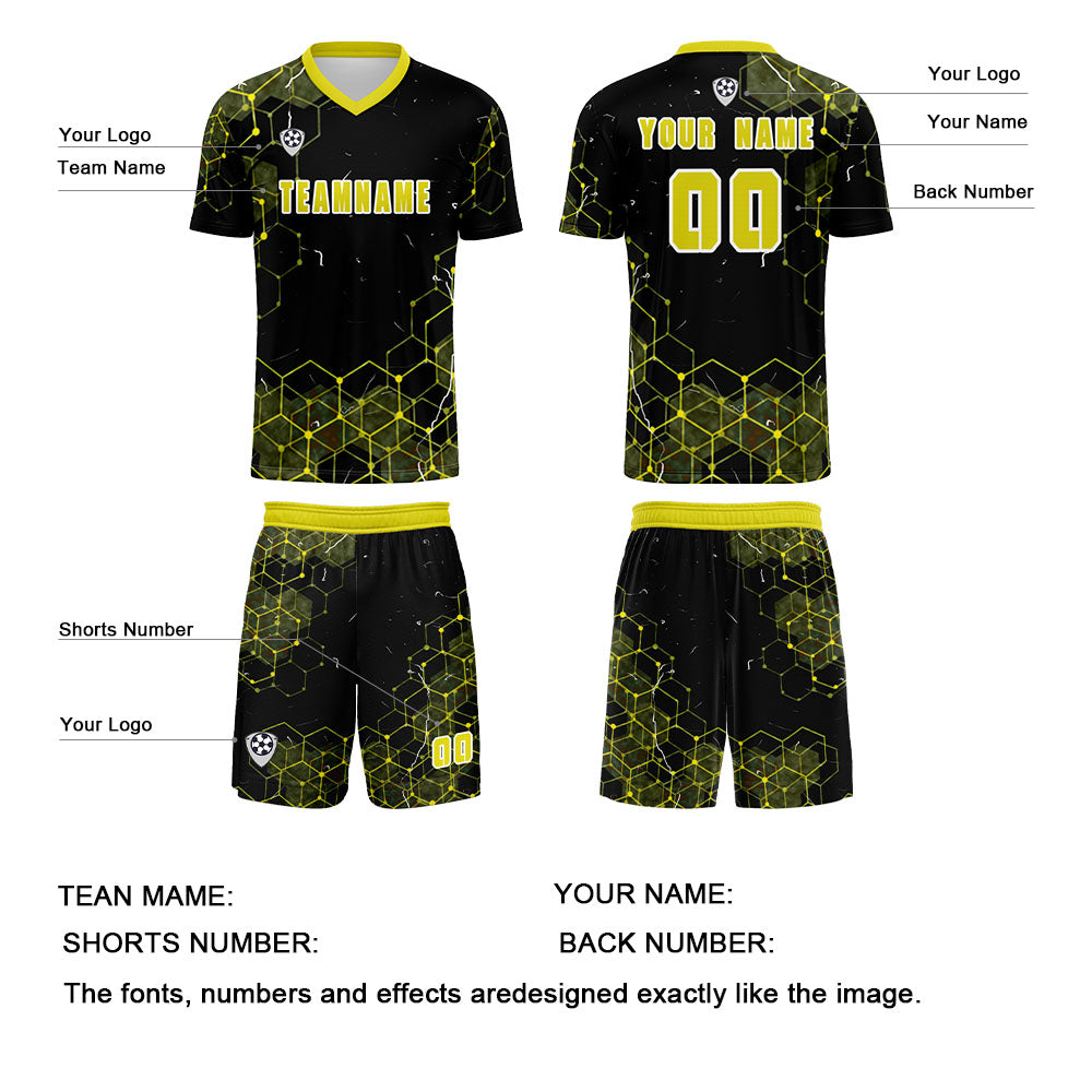 Custom Yellow Uniform Jersey Kids Adults Personalized Set Jersey Shirt