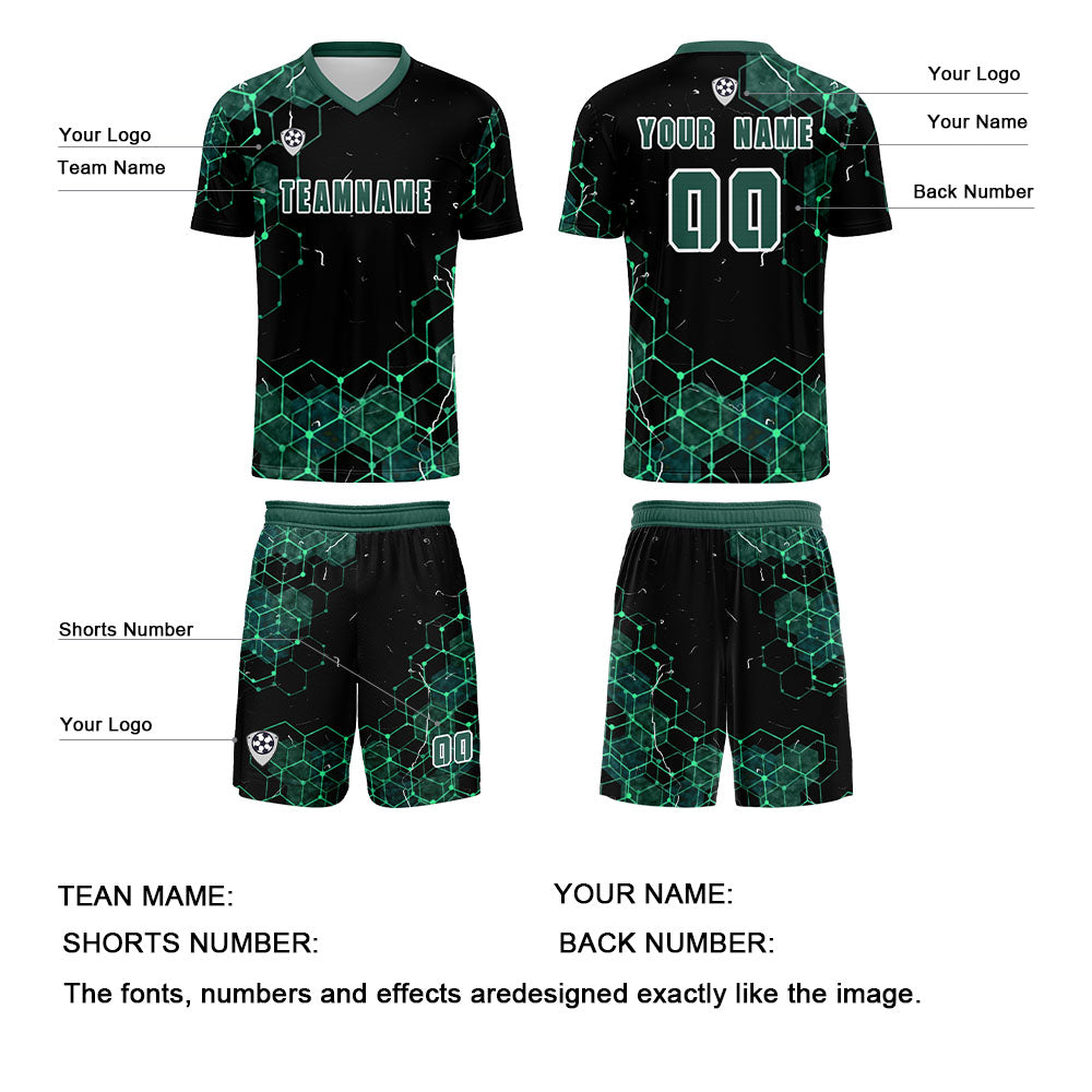 Custom Dark Green Uniform Jersey Kids Adults Personalized Set Jersey Shirt