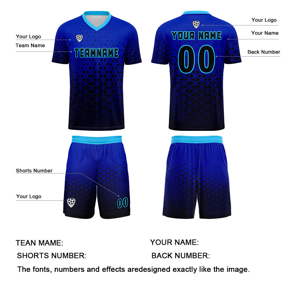 Custom Blue Uniform Jersey Kids Adults Personalized Set Jersey Shirt