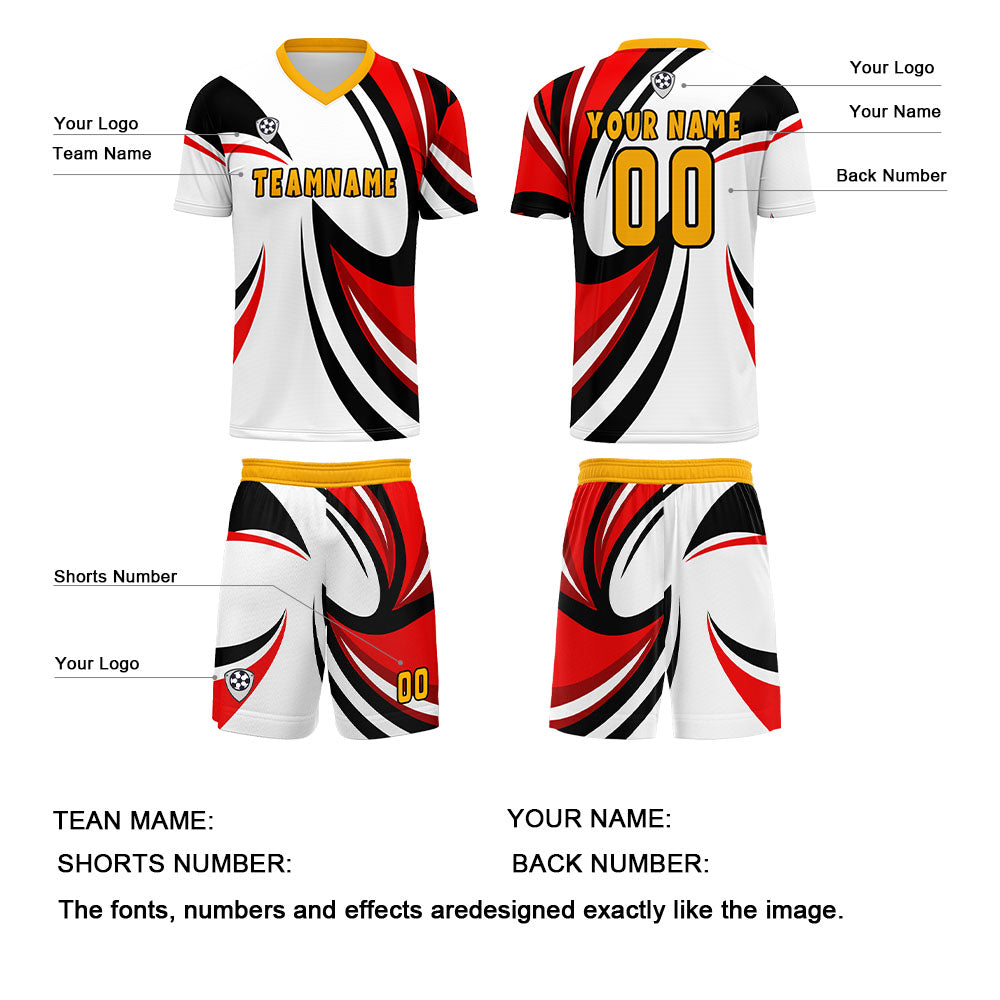 Custom White Red Uniform Jersey Kids Adults Personalized Set Jersey Shirt