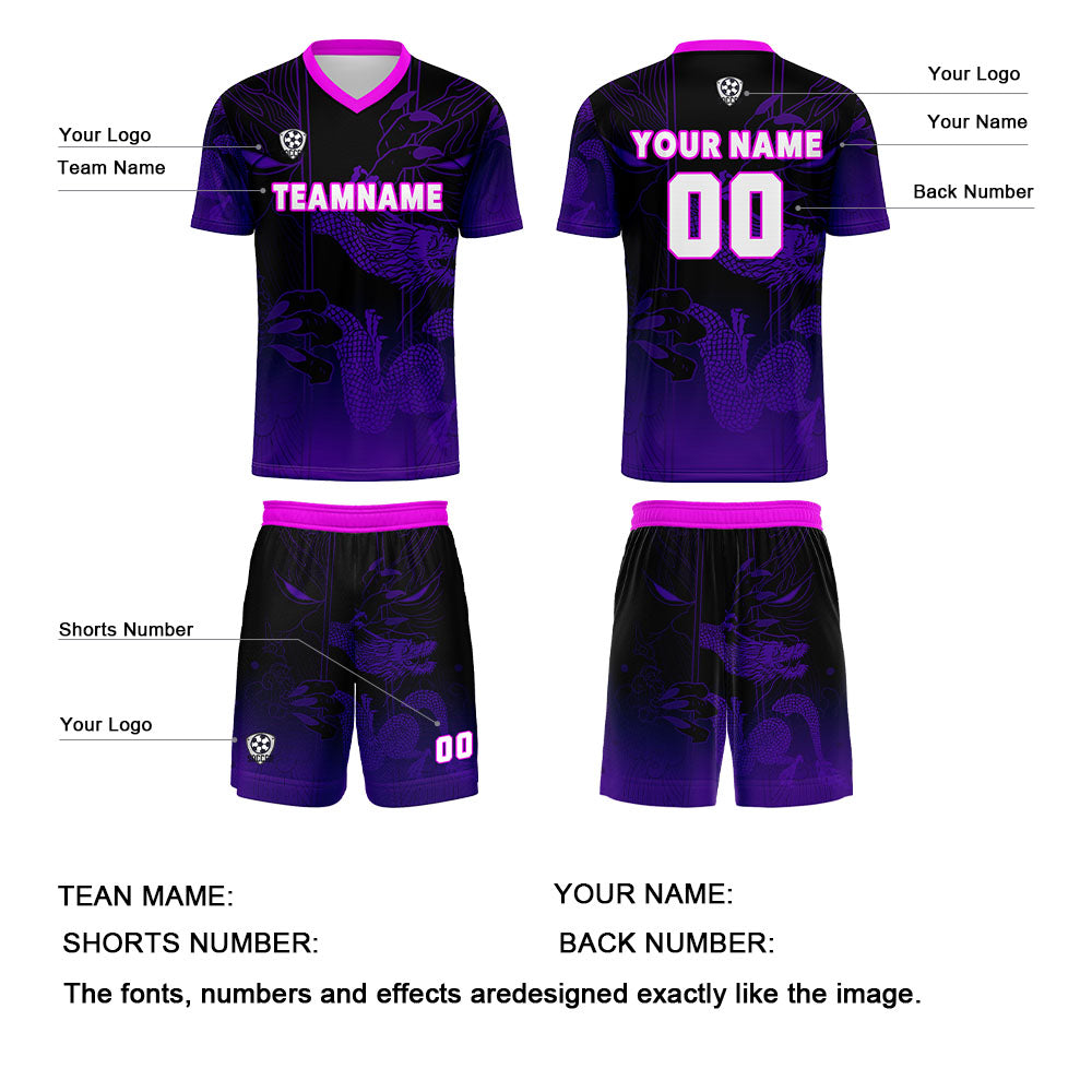Custom Black Purple Uniform Jersey Kids Adults Personalized Set Jersey Shirt