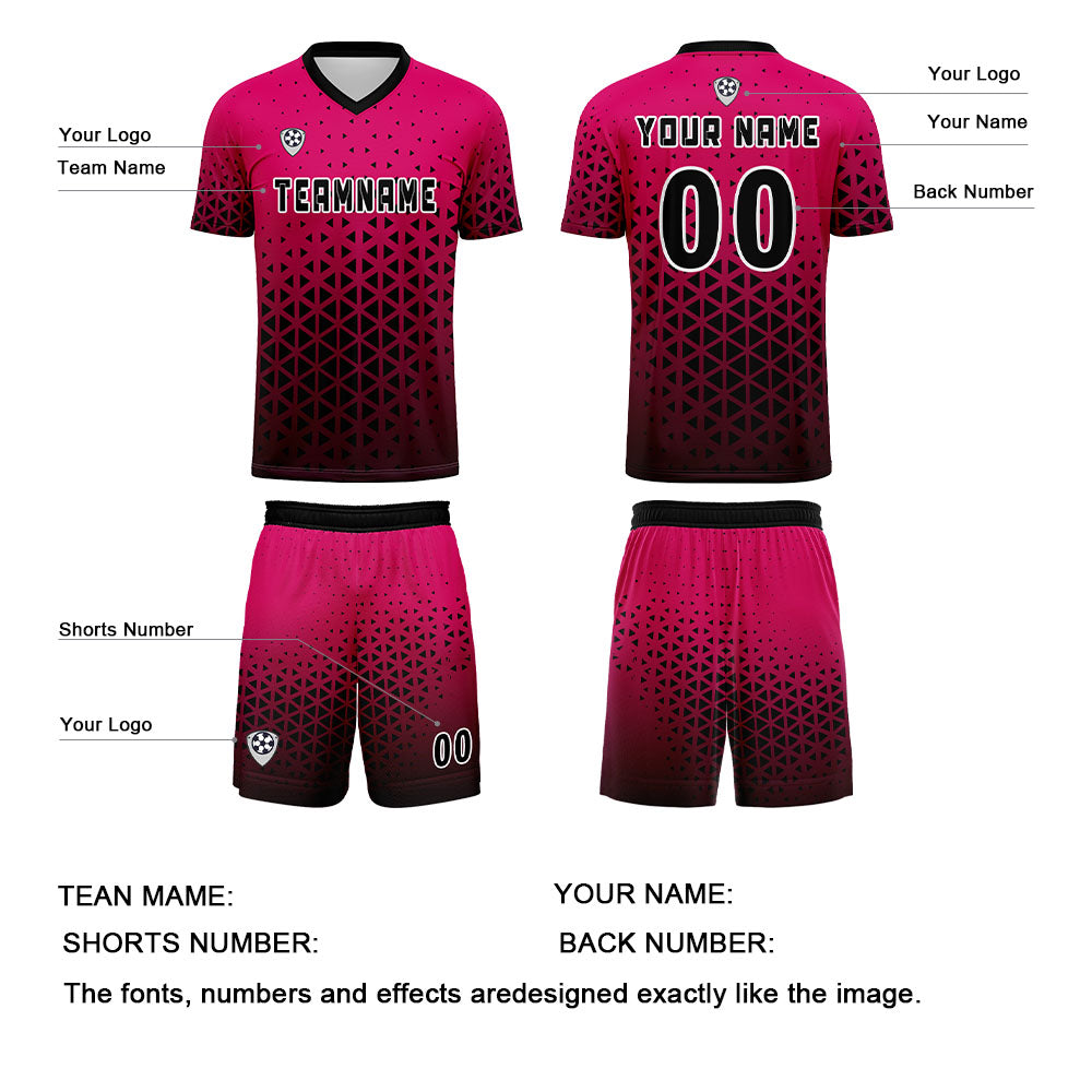 Custom Pink Black Uniform Jersey Kids Adults Personalized Set Jersey Shirt