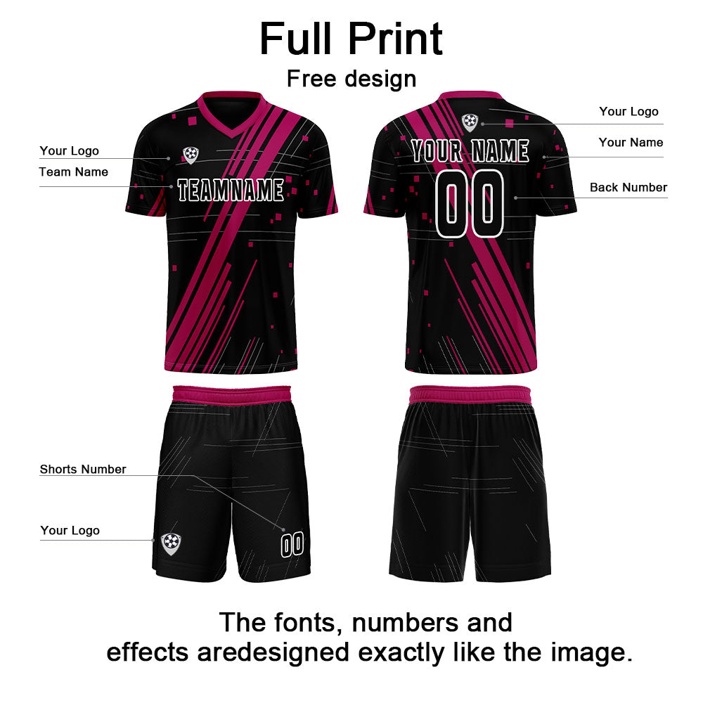 Custom Black Rose Red Uniform Jersey Kids Adults Personalized Set Jersey Shirt