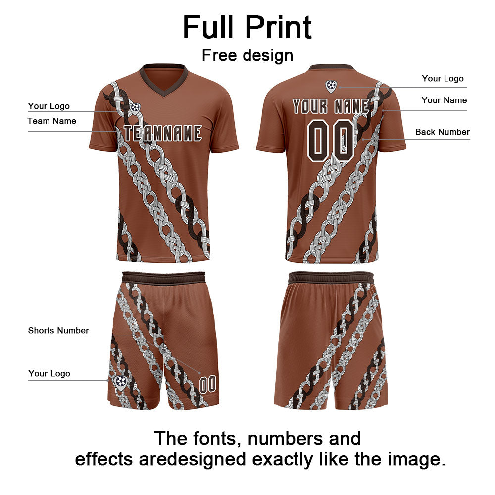 Custom Brown Uniform Jersey Kids Adults Personalized Set Jersey Shirt