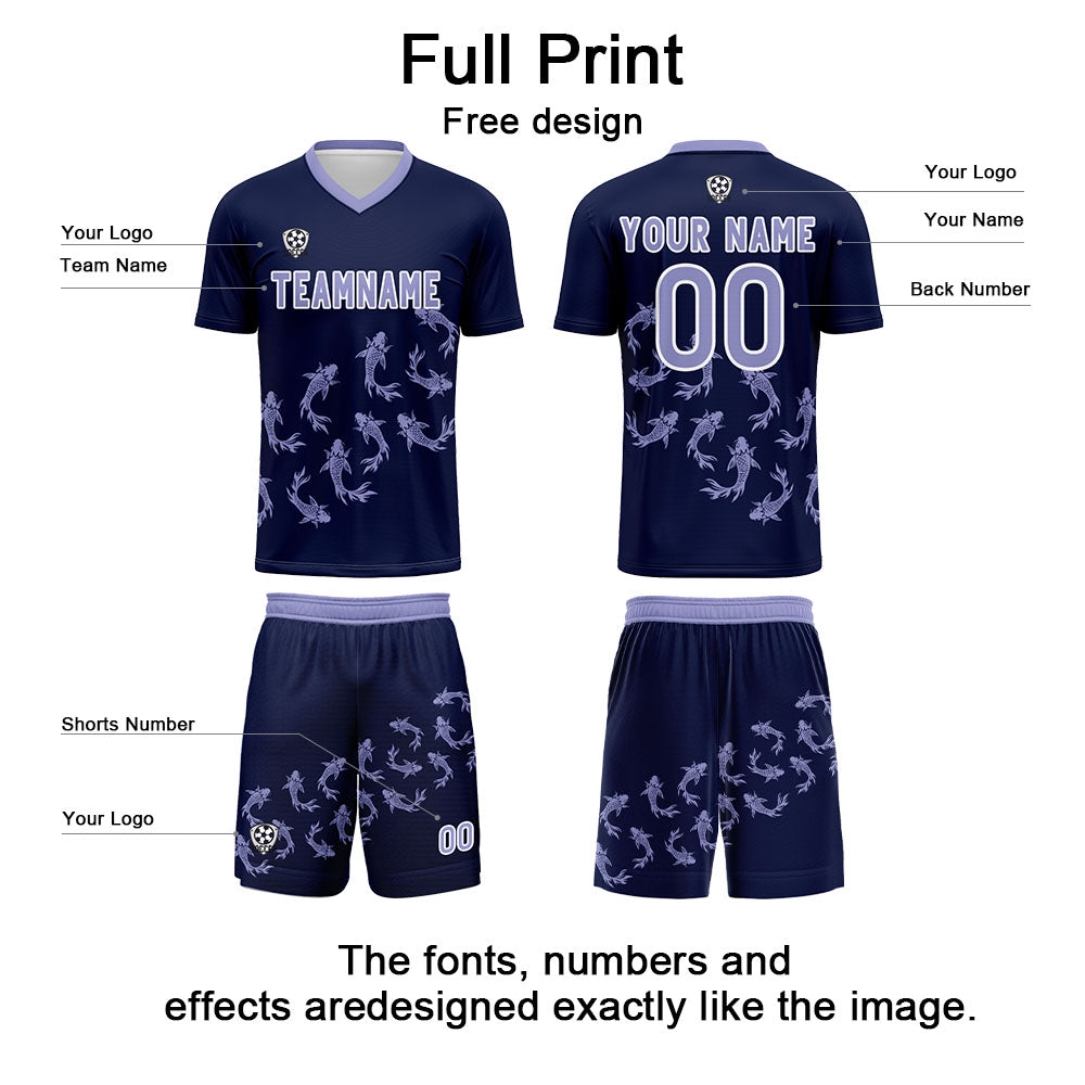 Custom Deep Purple Soccer Uniform Jersey Kids Adults Personalized Set Jersey Shirt