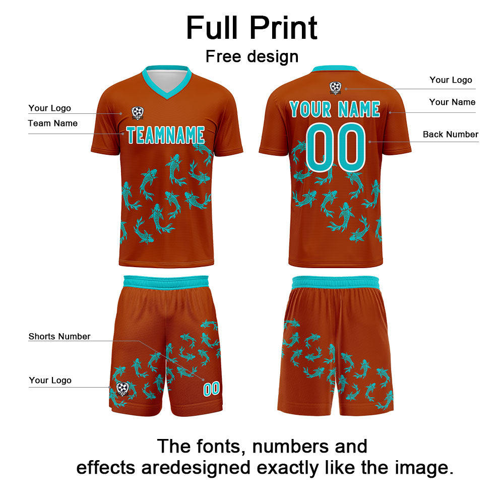 Custom Orange Soccer Uniform Jersey Kids Adults Personalized Set Jersey Shirt