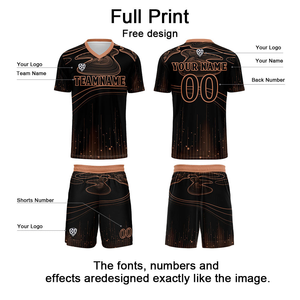 Custom Black Orange Soccer Uniform Jersey Kids Adults Personalized Set Jersey Shirt