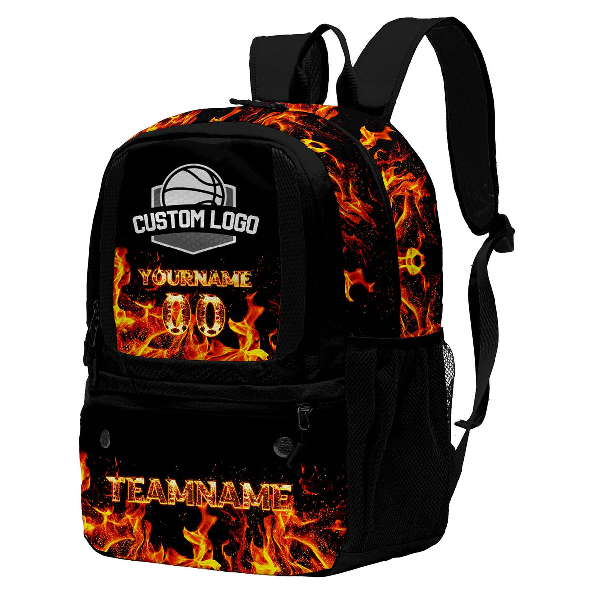 Custom Black Basketball Soccer Backpack Personalized Player Names - Numbers & Team Logo #150-BP-0914-0003