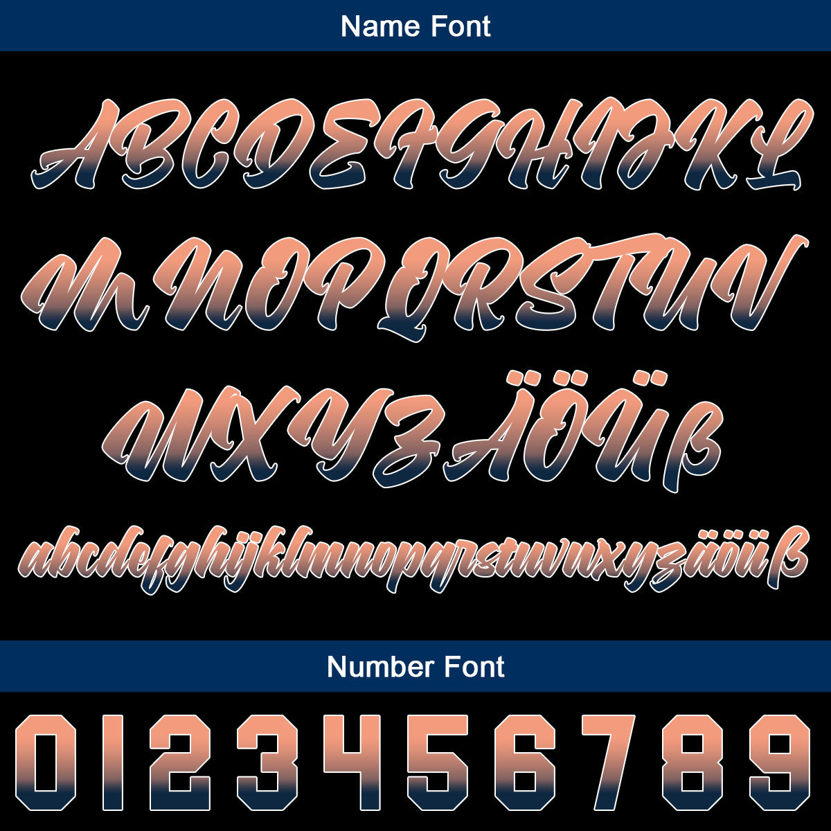 Custom Black Navy Blue Llight Orange Baseball Jersey Personalized Gradient Team Uniforms Shirt with Name Number