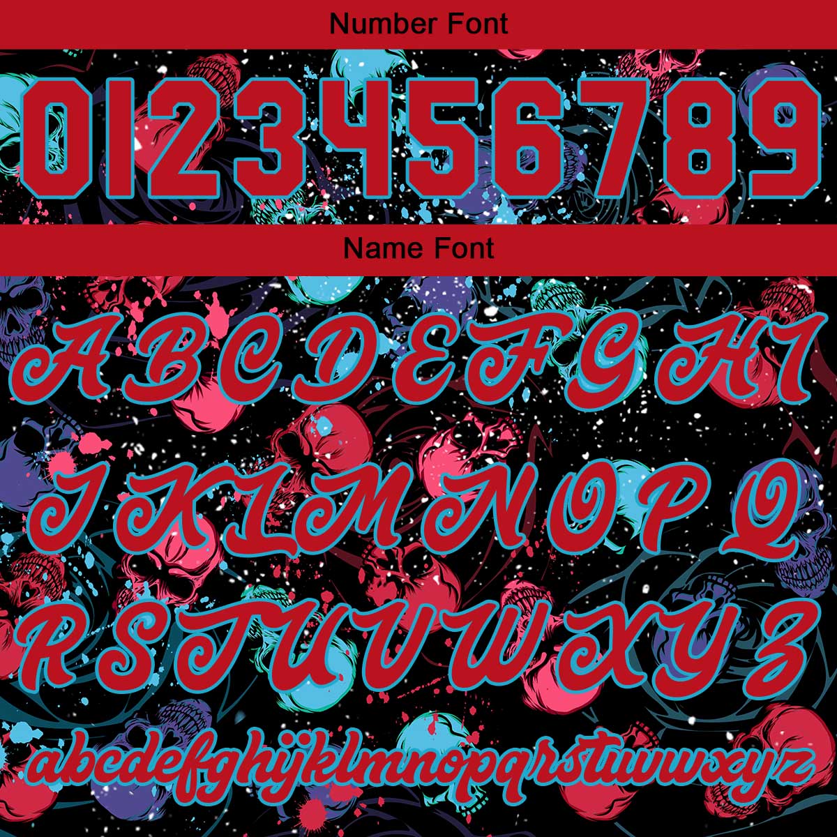 Custom Splashing skeletons & Red blue Varsity Jacket for Men Women and Youth with Personalized Letterman Jacket