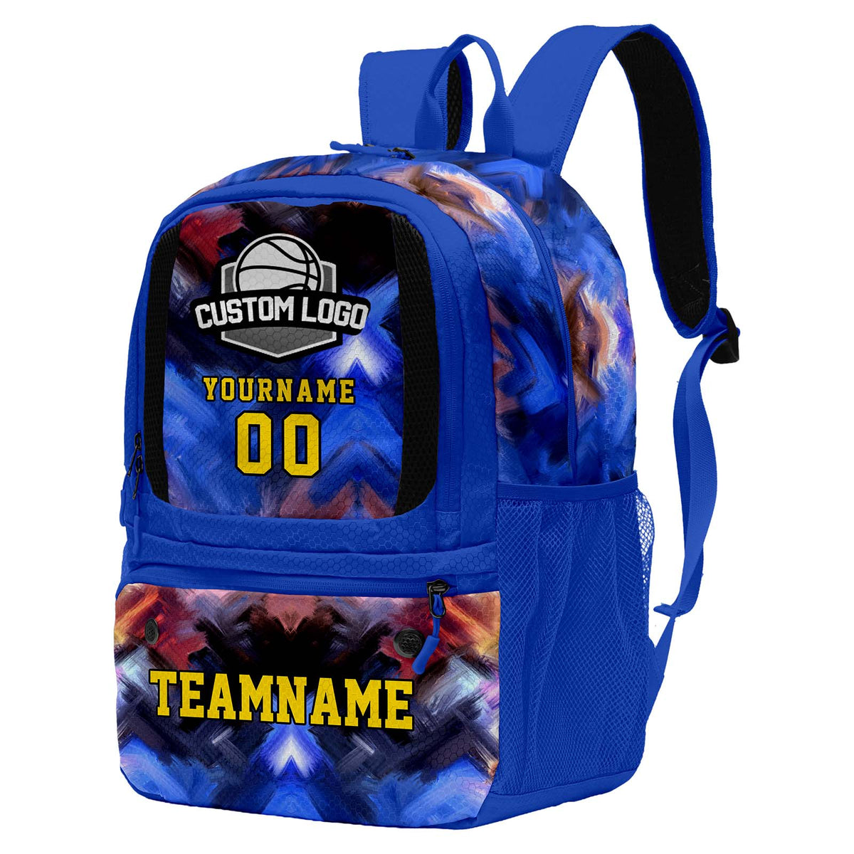 Custom Blue Basketball Soccer Backpack Personalized Player Names - Numbers & Team Logo #150-BP-0914-0012