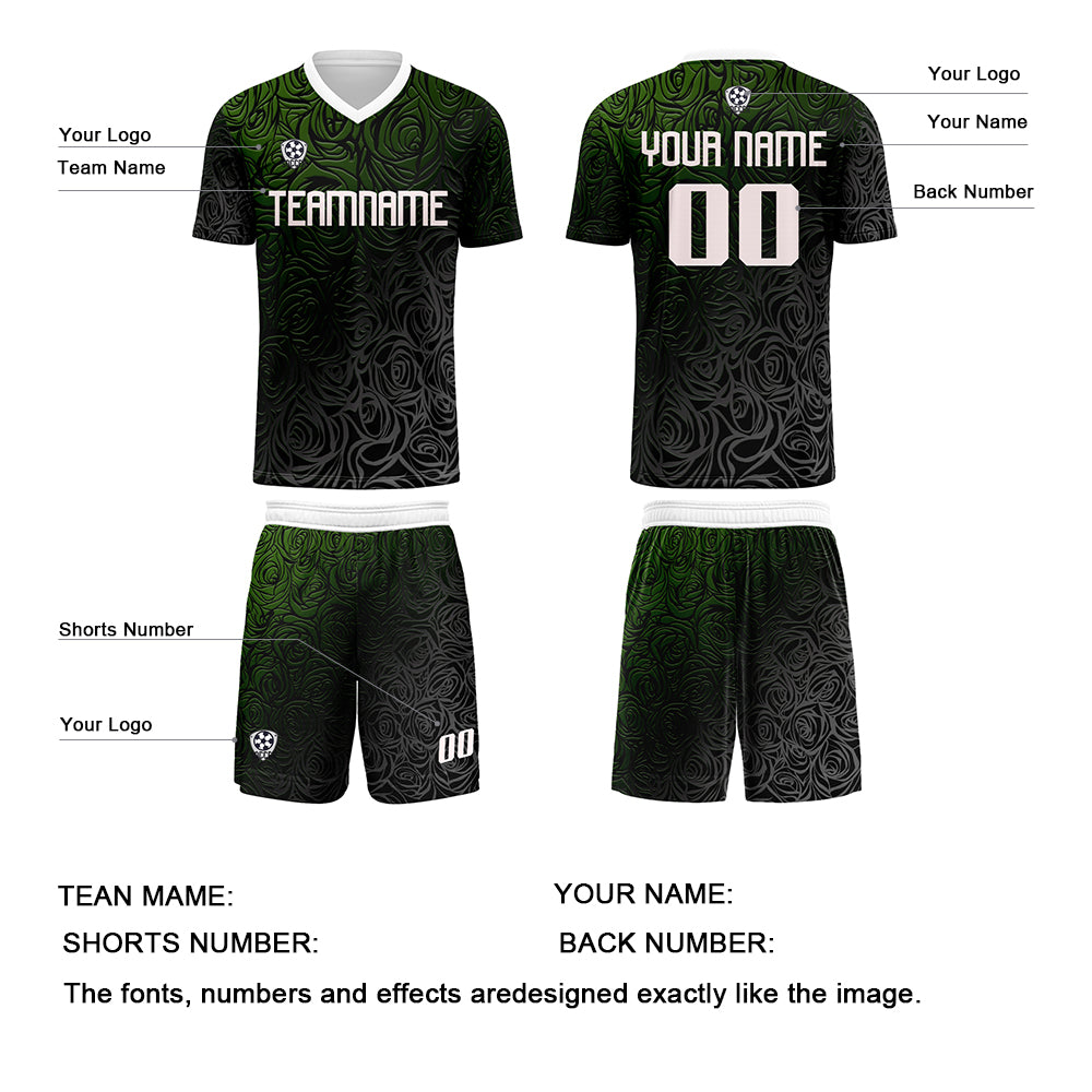 Custom Green Silver Uniform Jersey Kids Adults Personalized Set Jersey Shirt