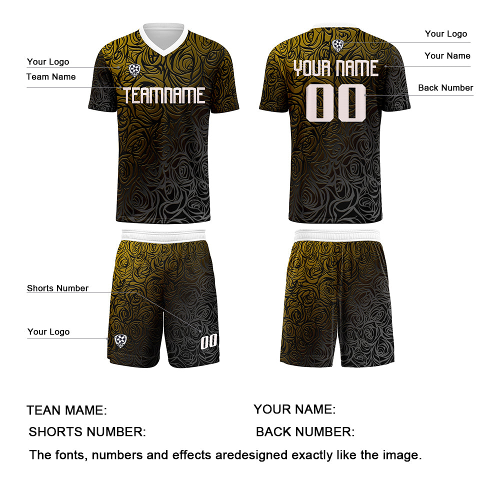 Custom Yellow Silver Uniform Jersey Kids Adults Personalized Set Jersey Shirt