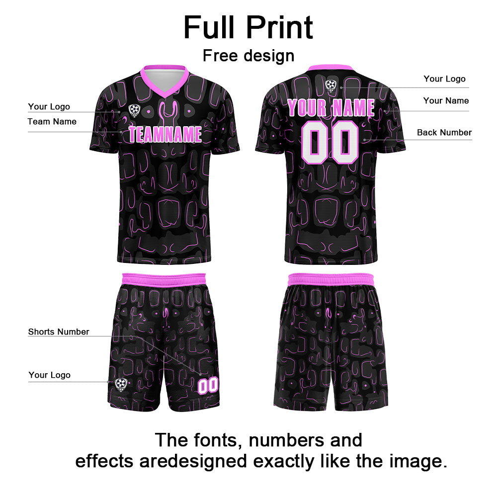 Custom Black Rose Red Soccer Uniform Jersey Kids Adults Personalized Set Jersey Shirt