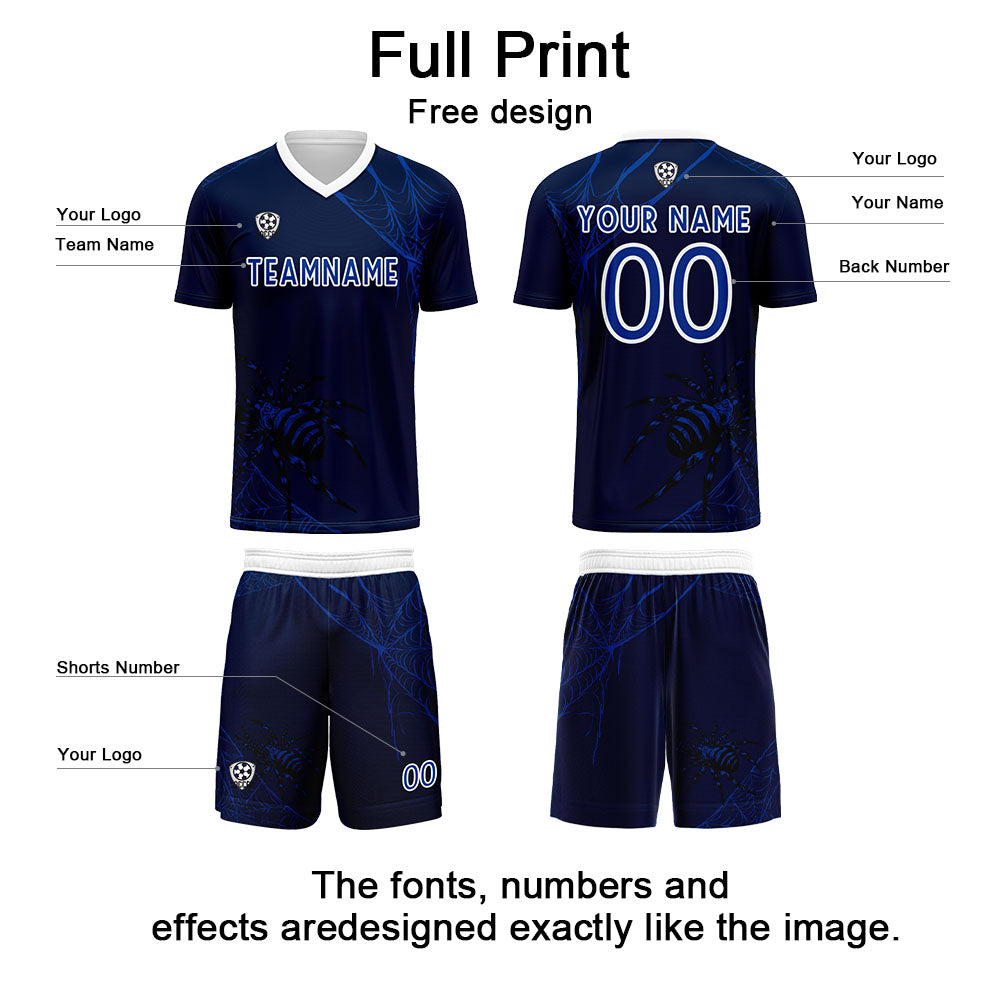 Custom Blue Soccer Uniform Jersey Kids Adults Personalized Set Jersey Shirt